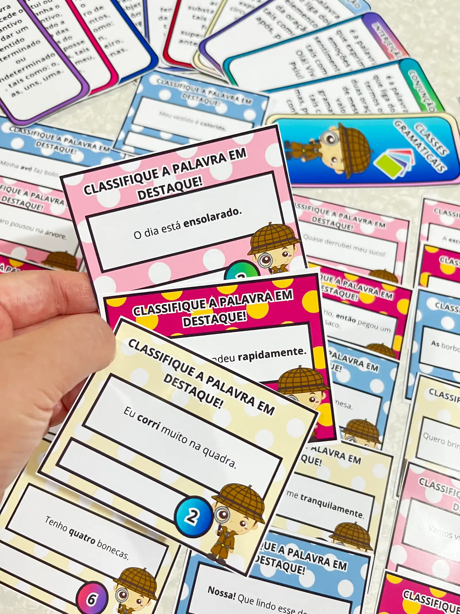 Super Kit de Cards das Classes Gramaticais — amostra 4: 🎯 O que o material oferece?