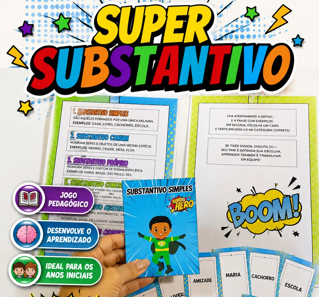 Super Substantivo – Classificação dos Substantivos do 2º ao 6°ano — amostra 1: Material pedagógico para trabalhar a…
