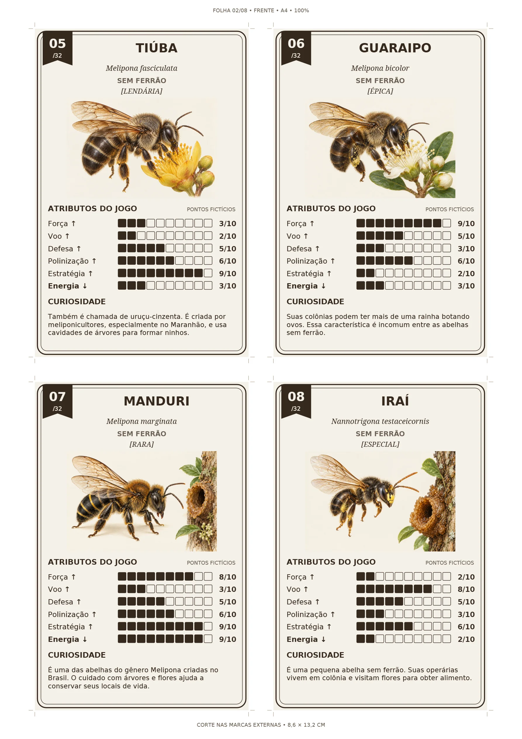 Super Trunfo de Abelhas: 32 Cartas Ilustradas em PDF — amostra 4: Ensine sobre a diversidade das abelhas com 32 cartas…
