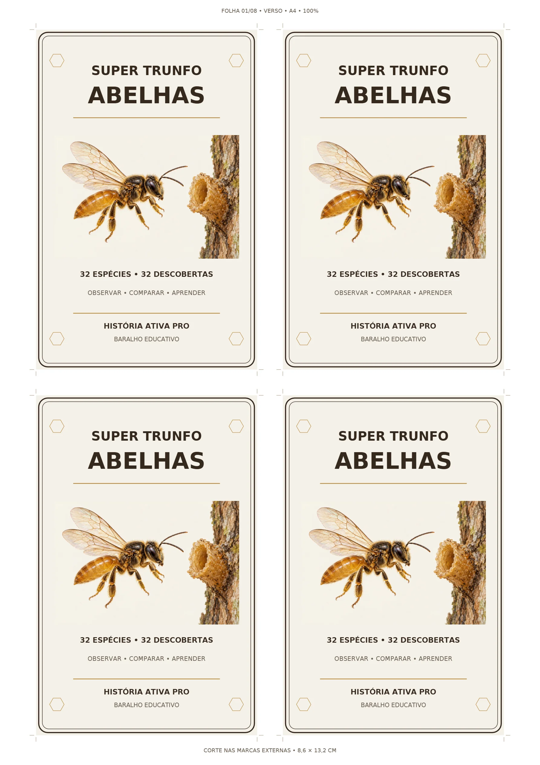 Super Trunfo de Abelhas: 32 Cartas Ilustradas em PDF — amostra 5: Ensine sobre a diversidade das abelhas com 32 cartas…