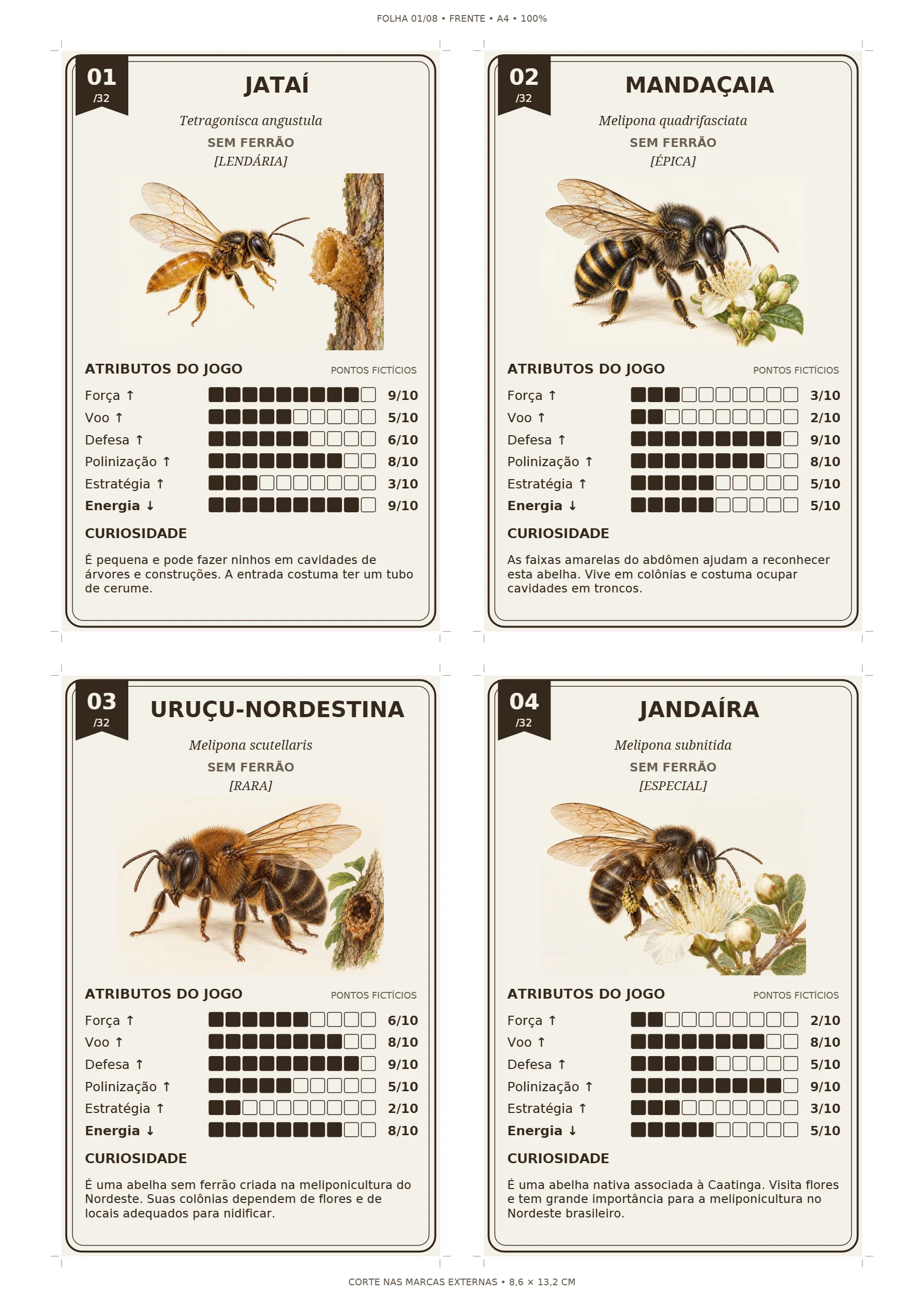 Super Trunfo de Abelhas: 32 Cartas Ilustradas em PDF — amostra 6: Ensine sobre a diversidade das abelhas com 32 cartas…