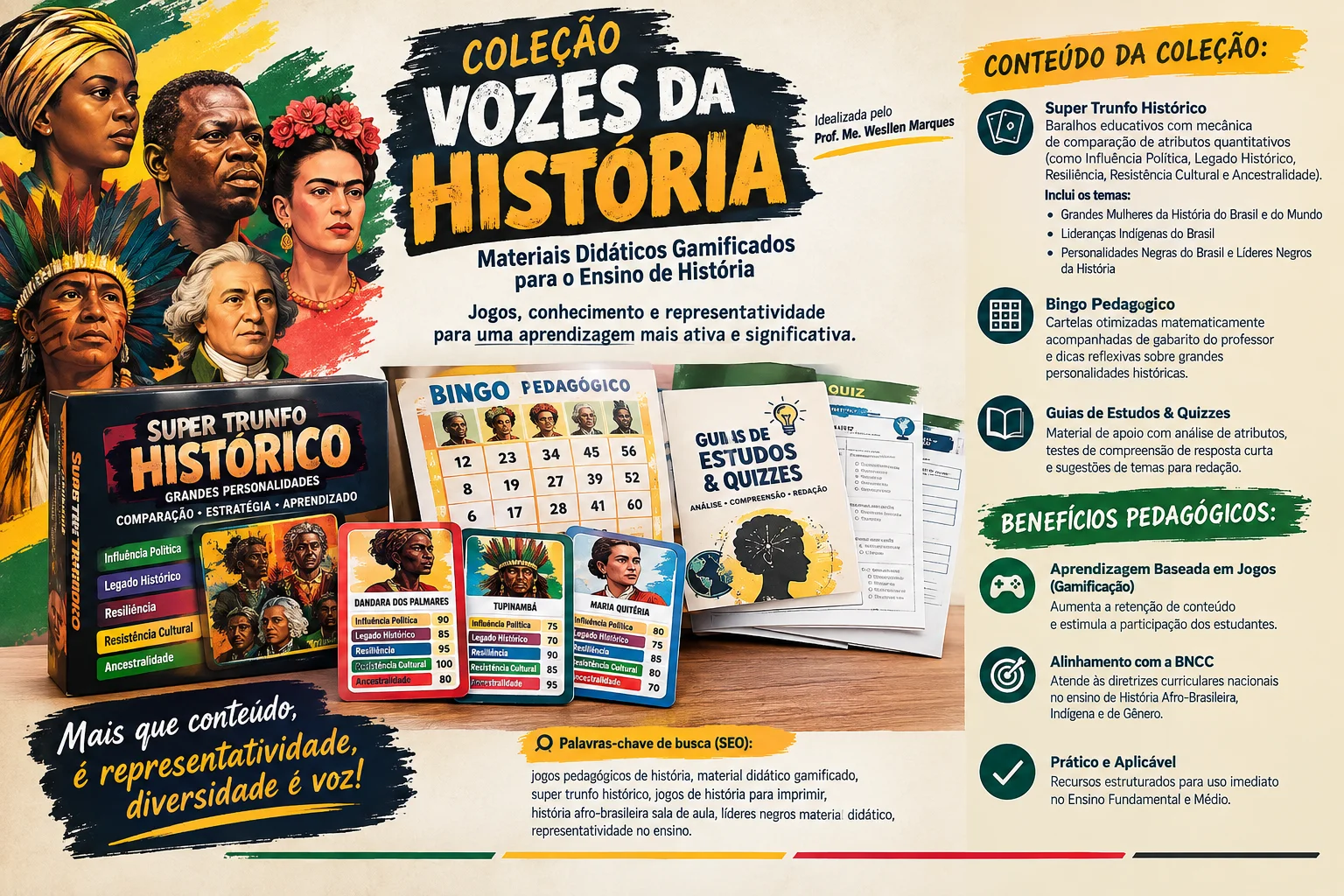 Super Trunfo Vozes da História - materiais gamificados — Jogos pedagógicos para Todas as séries: Super Trunfo Vozes da…