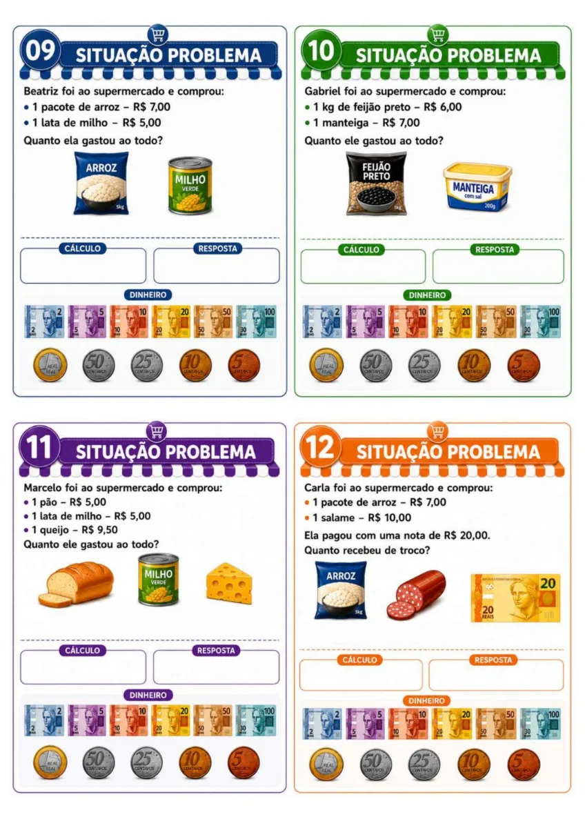 Supermercado da Matemática - 2° ao 4° ano do fundamental. — amostra 1: 🛒🍎 SUPERMERCADO DA MATEMÁTICA 🍎🛒
