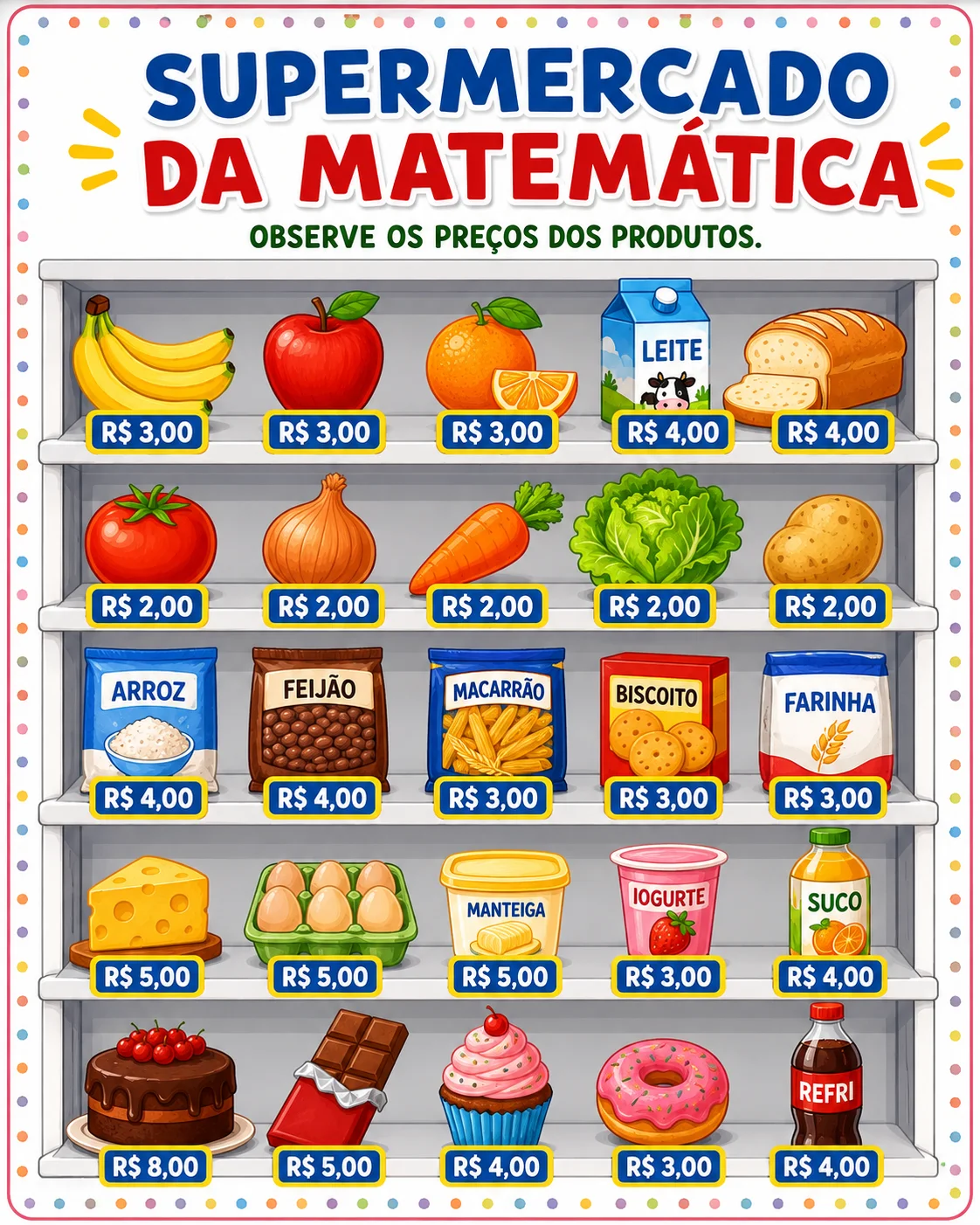 SUPERMERCADO DA MATEMÁTICA — amostra 1: 🛒✨ SUPERMERCADO DA MATEMÁTICA ✨🧮 Que tal transformar a matemática em uma…