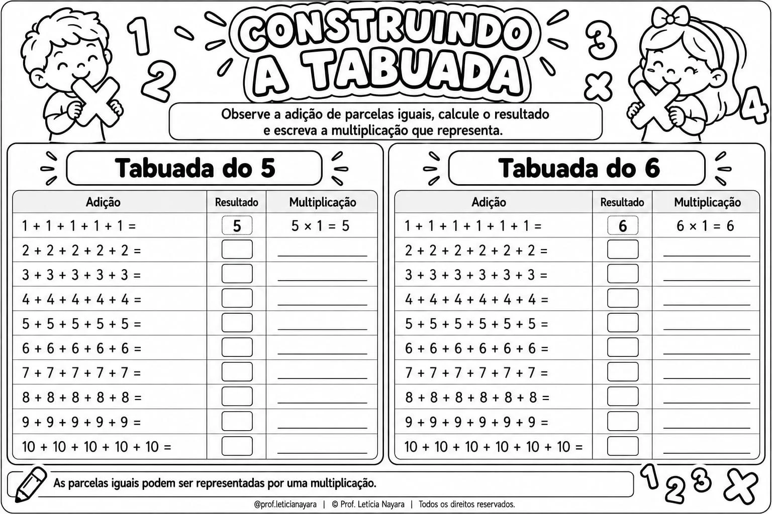 Tabuada - Construindo a tabuada do 1 ao 10 — amostra 3: Como usar em sala de aula