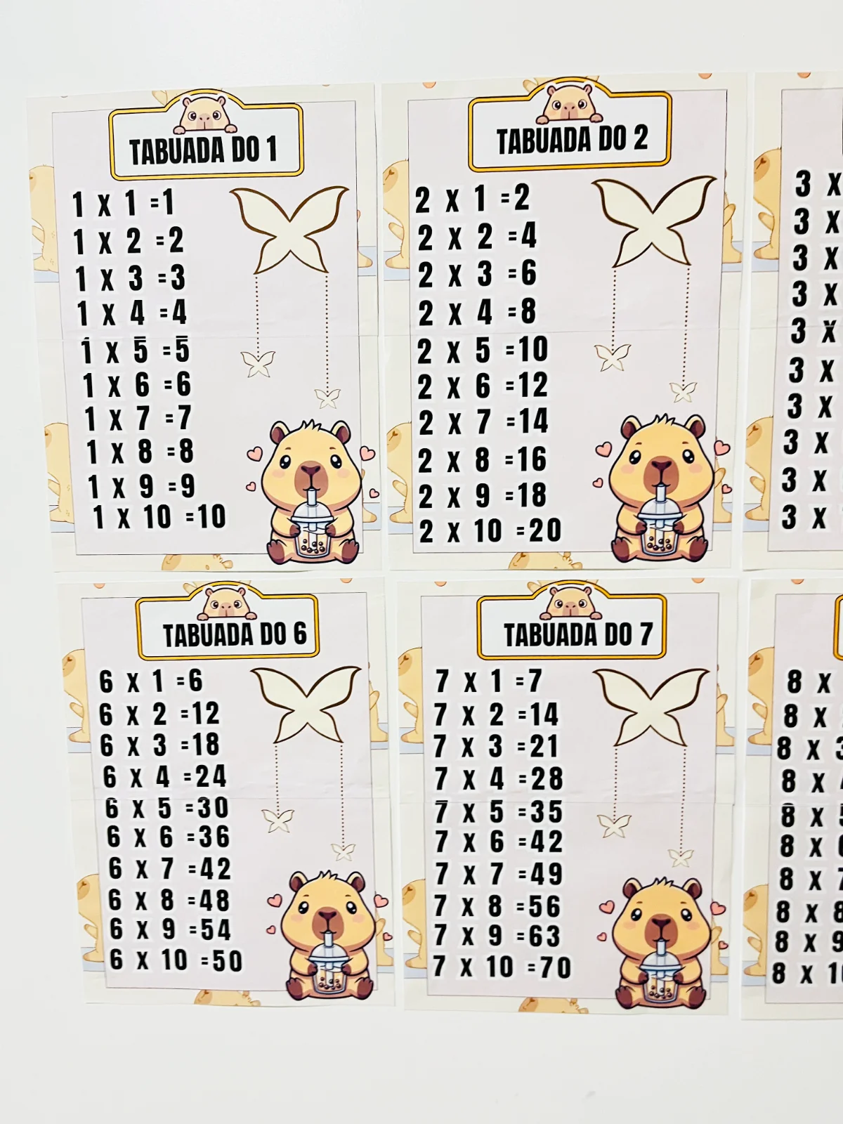 Tabuada de Multiplicação do 1 ao 10 Com Tema Capivara — amostra 1: Tabuada Divertida do 1 ao 10 com tema Capivaras