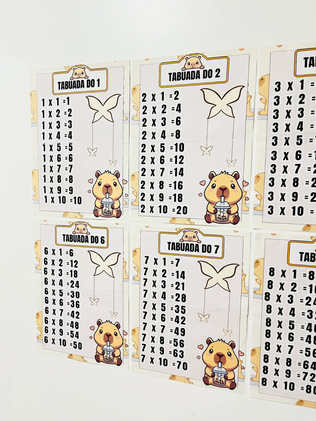 Tabuada de Multiplicação do 1 ao 10 Com Tema Capivara — amostra 2: Tabuada Divertida do 1 ao 10 com tema Capivaras