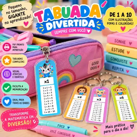 🐯 Tabuada Divertida Ilustrada – Aprender Multiplicação — amostra 1: Transforme o aprendizado da multiplicação em uma…