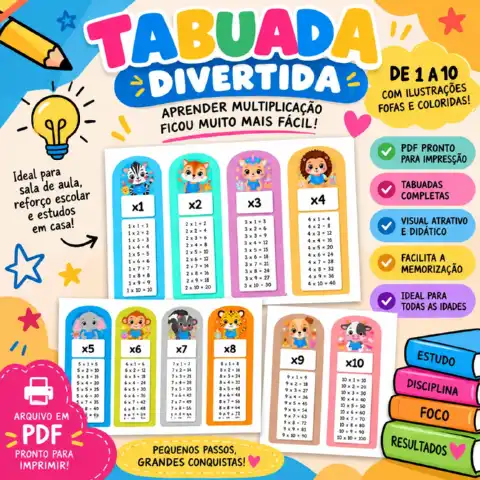 🐯 Tabuada Divertida Ilustrada – Aprender Multiplicação — capa do material