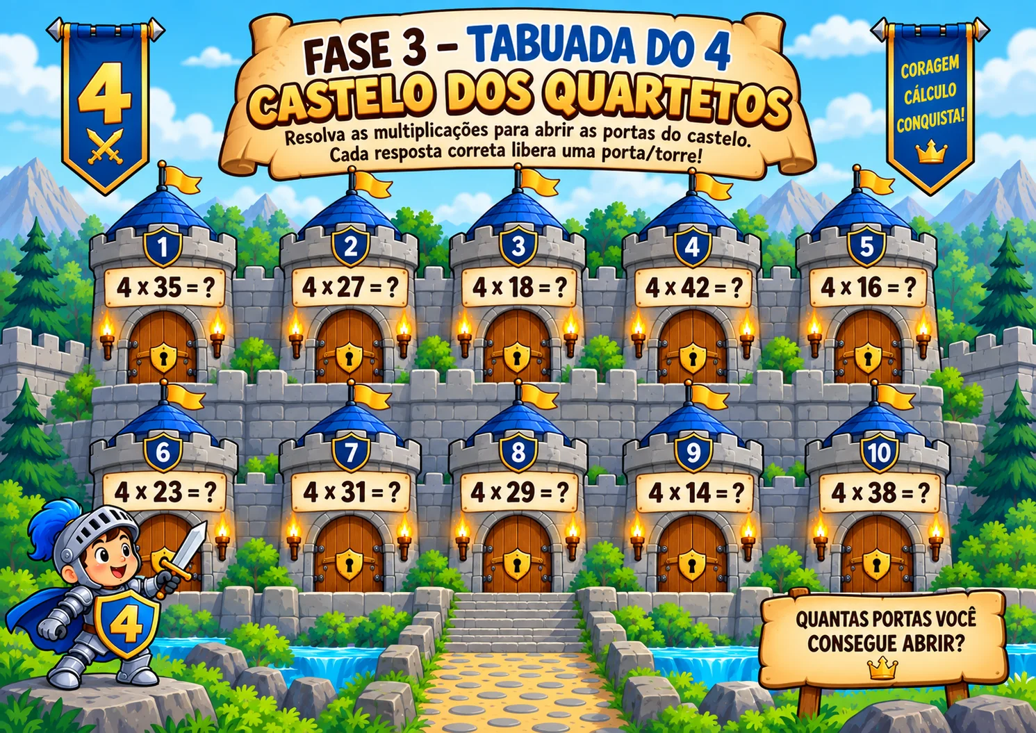 TABUADAS EM AÇÃO! – JOGAR, EXPLORAR E APRENDER — amostra 3: Material lúdico com 9 fases para trabalhar as tabuadas do 2 ao…