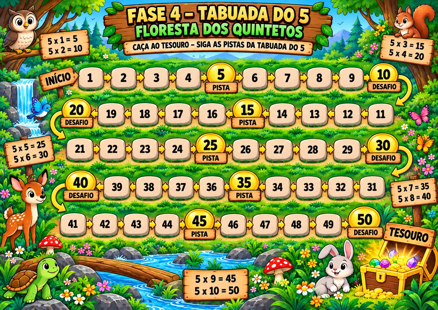 TABUADAS EM AÇÃO! – JOGAR, EXPLORAR E APRENDER — amostra 4: Material lúdico com 9 fases para trabalhar as tabuadas do 2 ao…