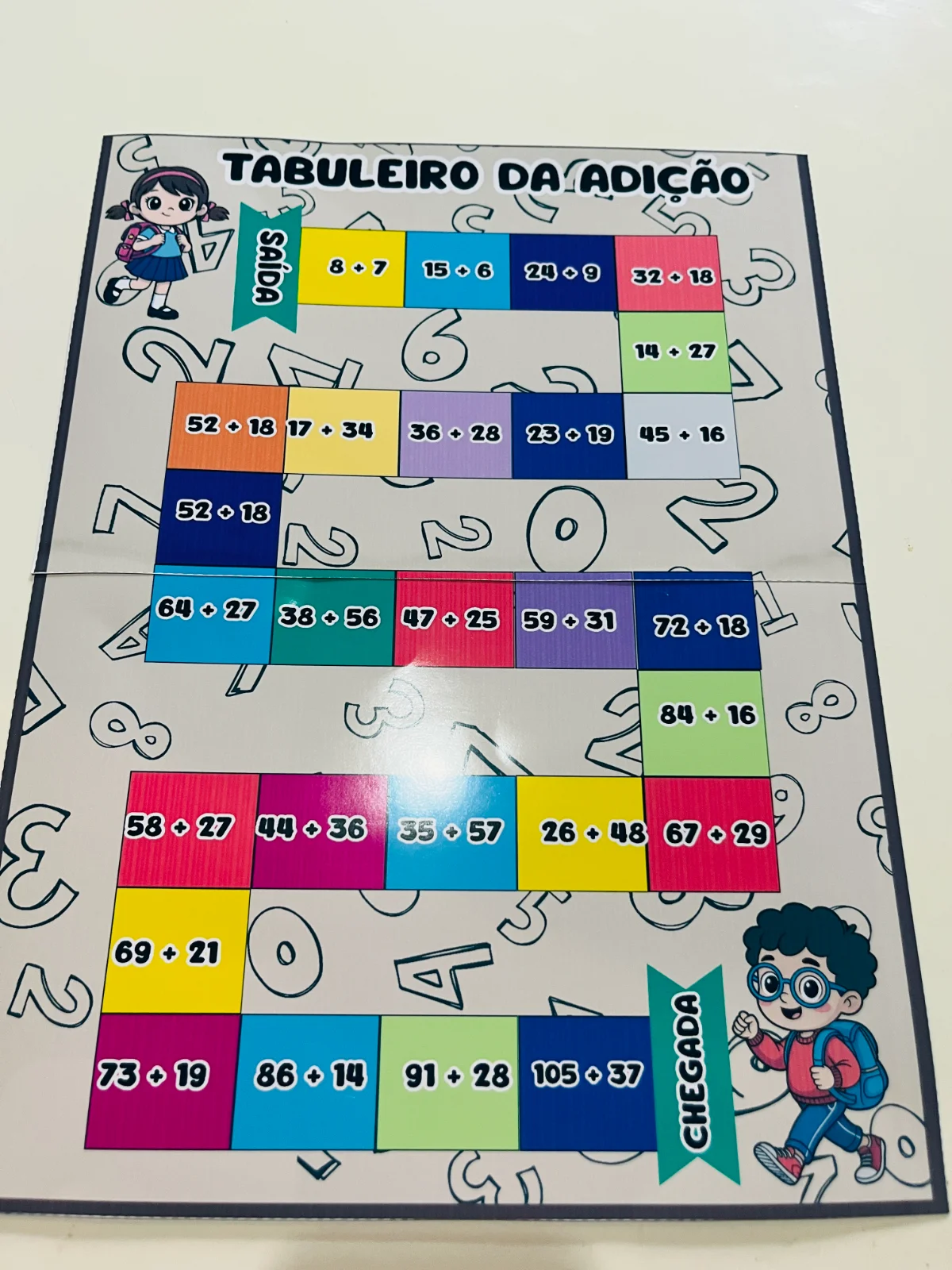 Tabuleiro da adição — capa do material