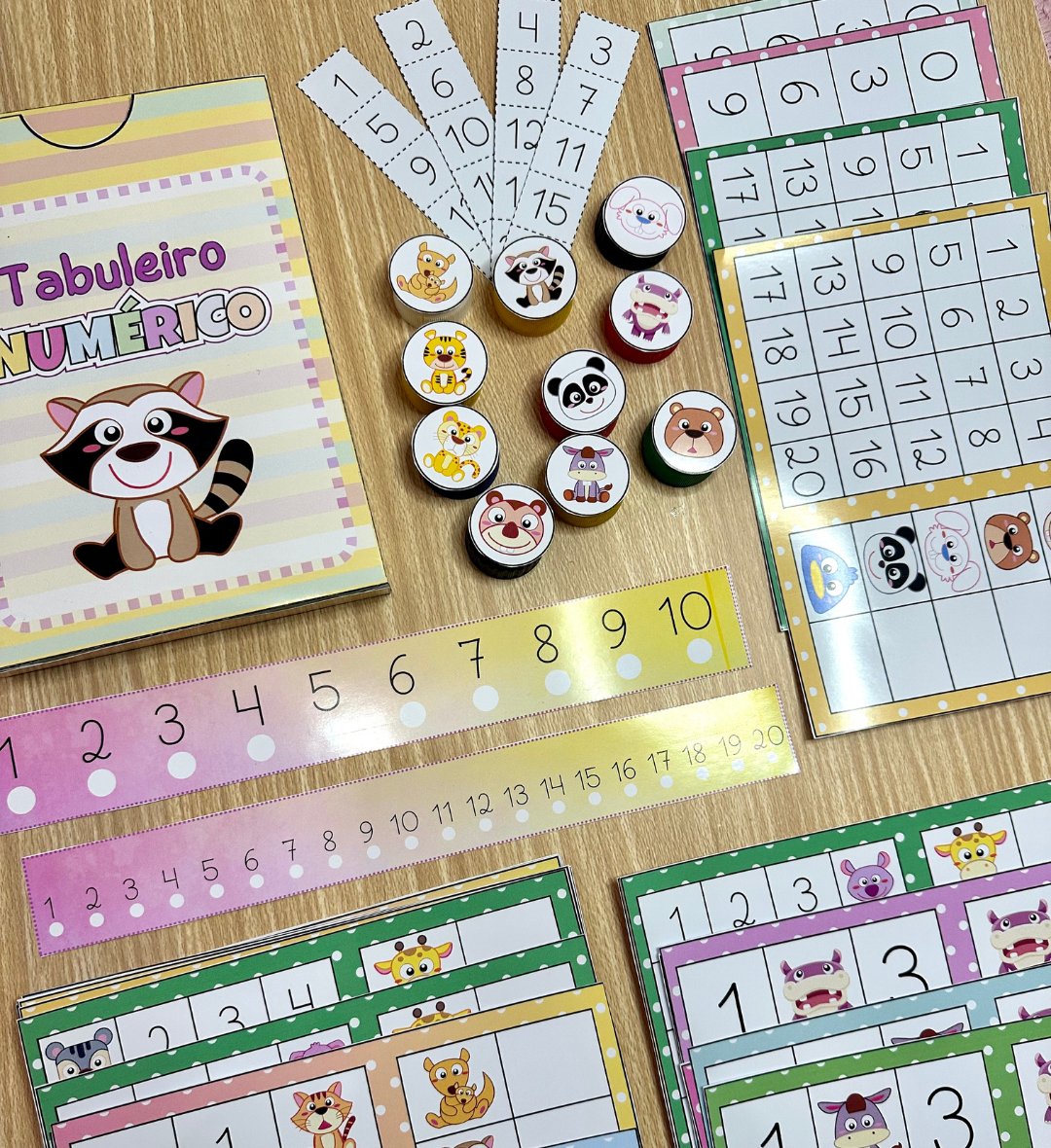 Tabuleiro Numérico: Sequências com Animais para Imprimir — amostra 1: Tabuleiro numérico para explorar sequências