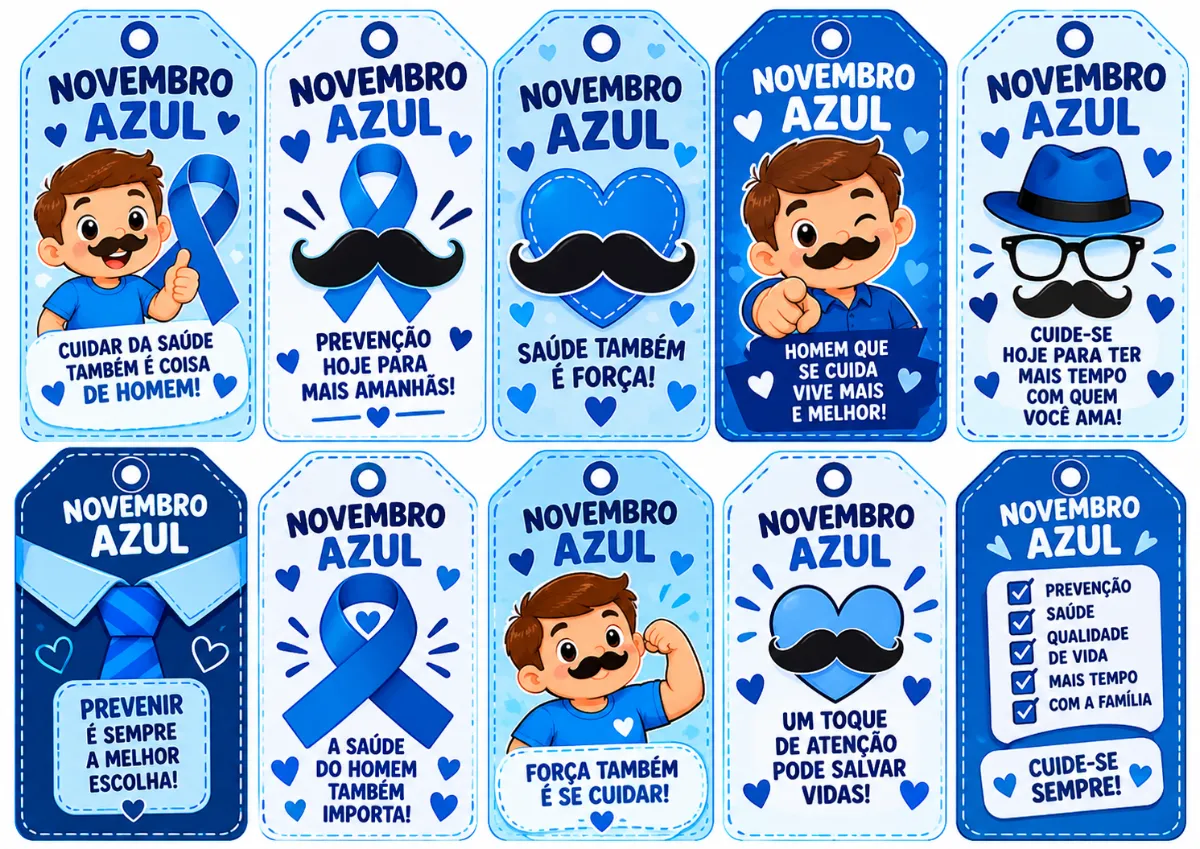 Tag Novembro Azul para imprimir – Conscientização — Datas comemorativas para Ensino Fundamental I (1º–5º): O Novembro Azul…