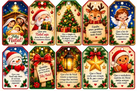 Tags decorativas de Natal em PDF para imprimir — capa do material