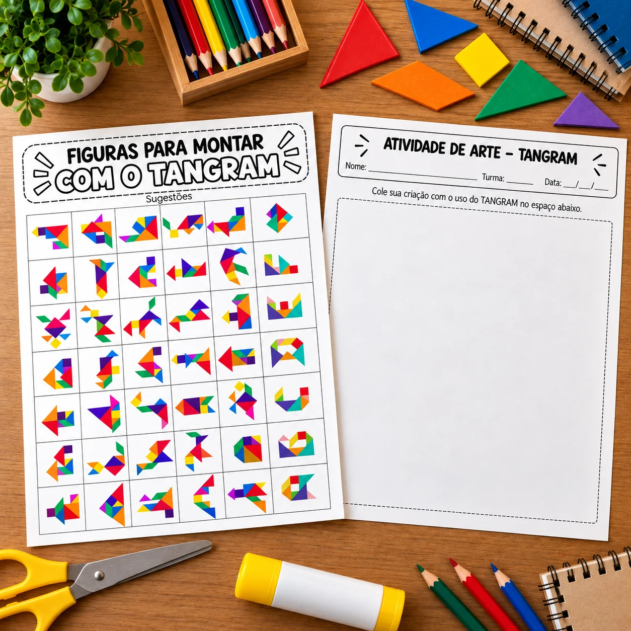 Tangram para Imprimir: Atividade com 7 Peças e Figuras para Montar — amostra 1: Tangram para Imprimir – Atividade com 7…