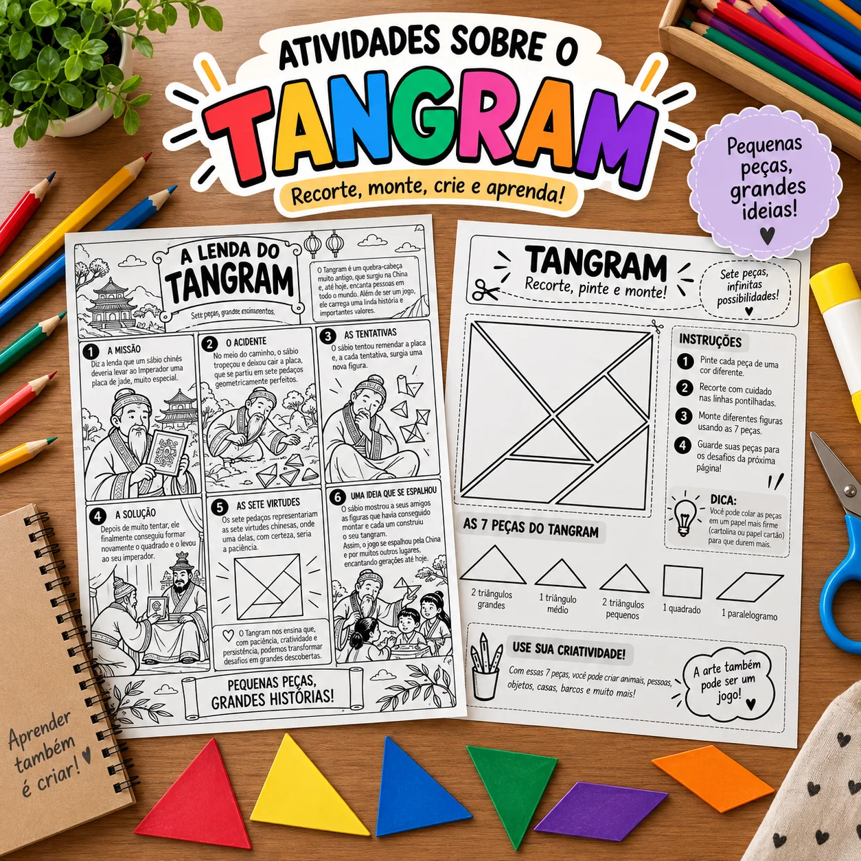 Tangram para Imprimir: Atividade com 7 Peças e Figuras para Montar — Matemática para Educação Infantil: Atividade de…
