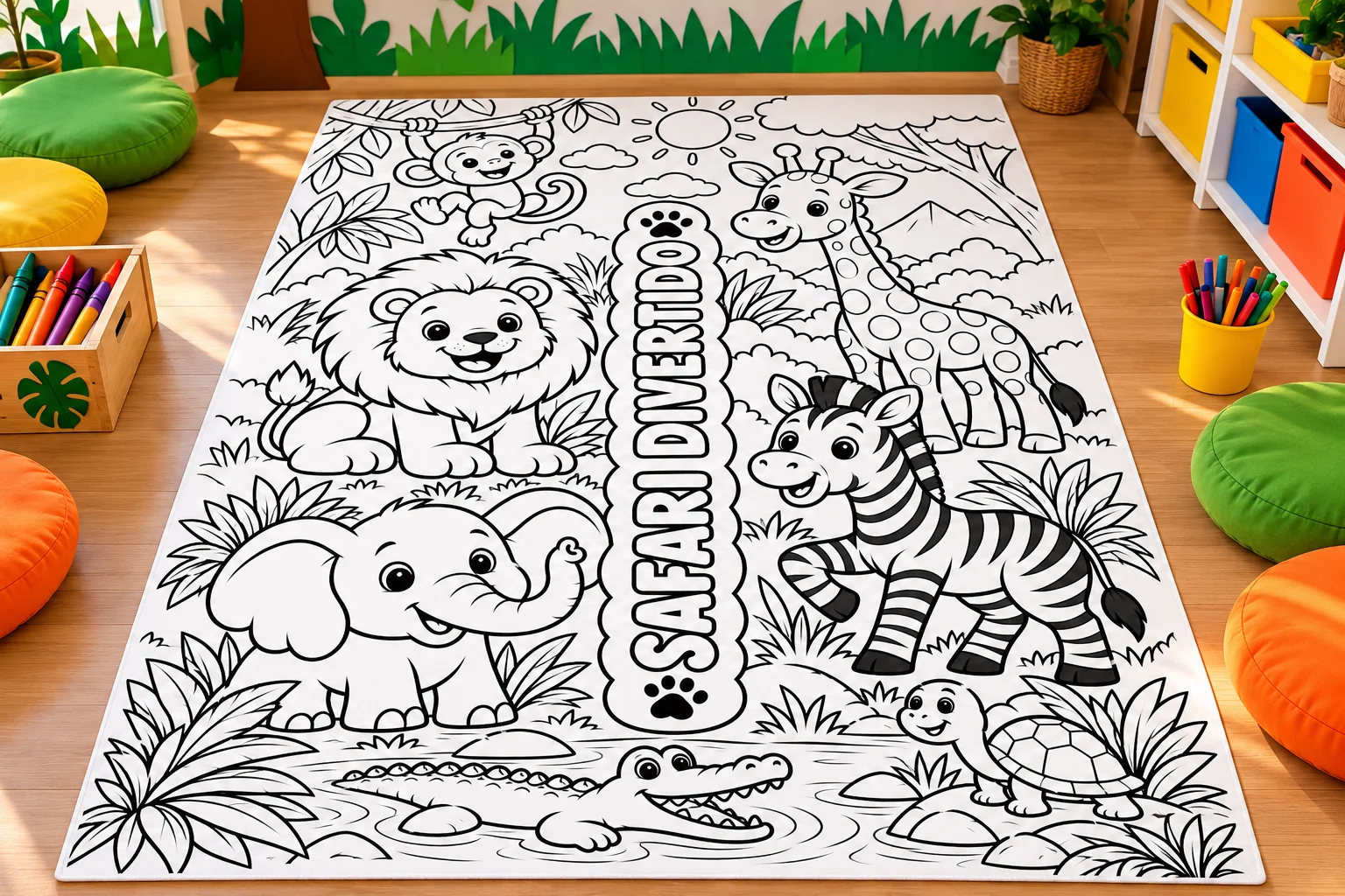 Tapete de Pintura – Safari Divertido-Semana da Criança — Alfabetização para Educação Infantil: Tapete de pintura Safari…