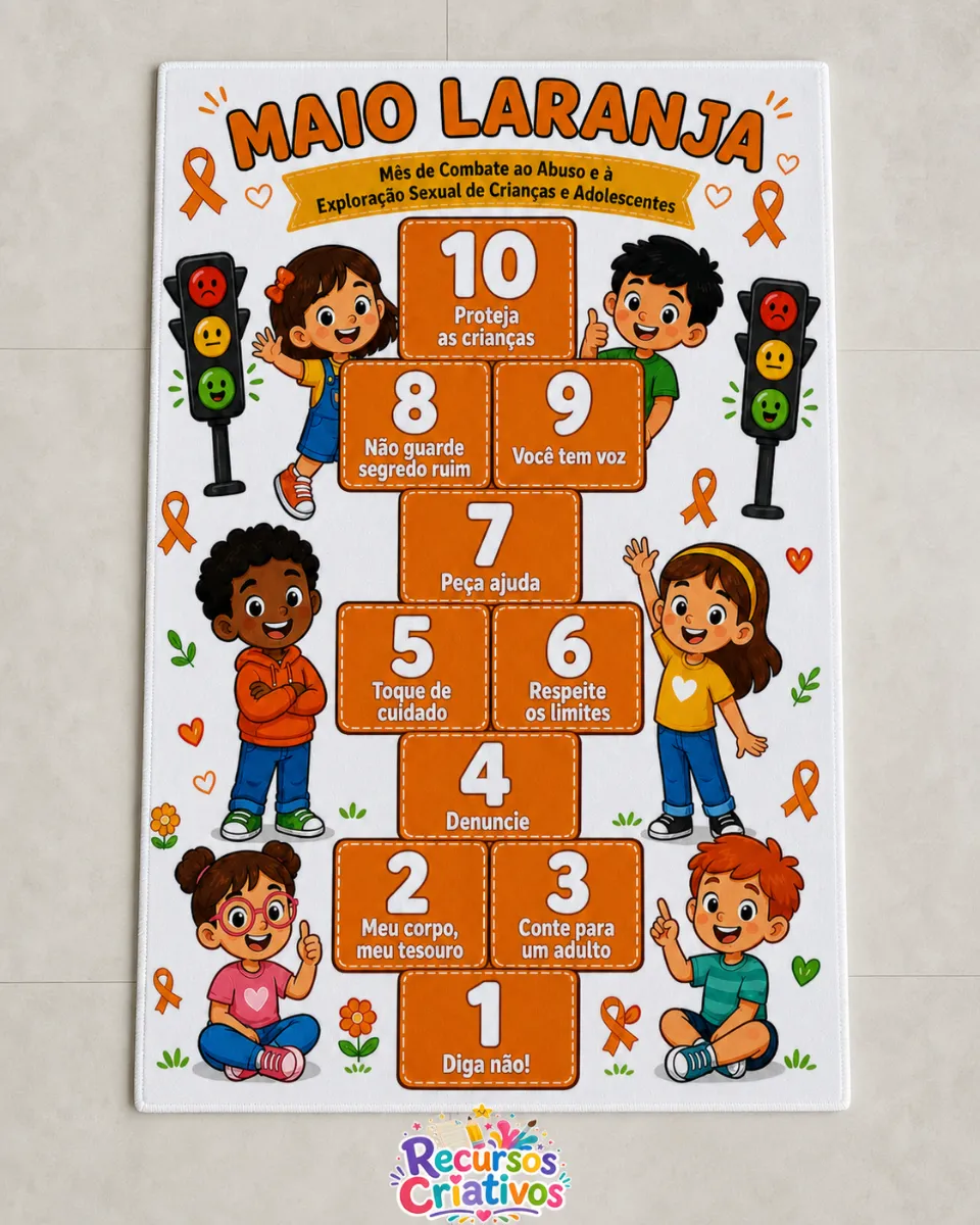 Tapete Maio Laranja - Recurso Pedagógico Educação Infantil — amostra 2: Um recurso pensado para trabalhar a conscientização…