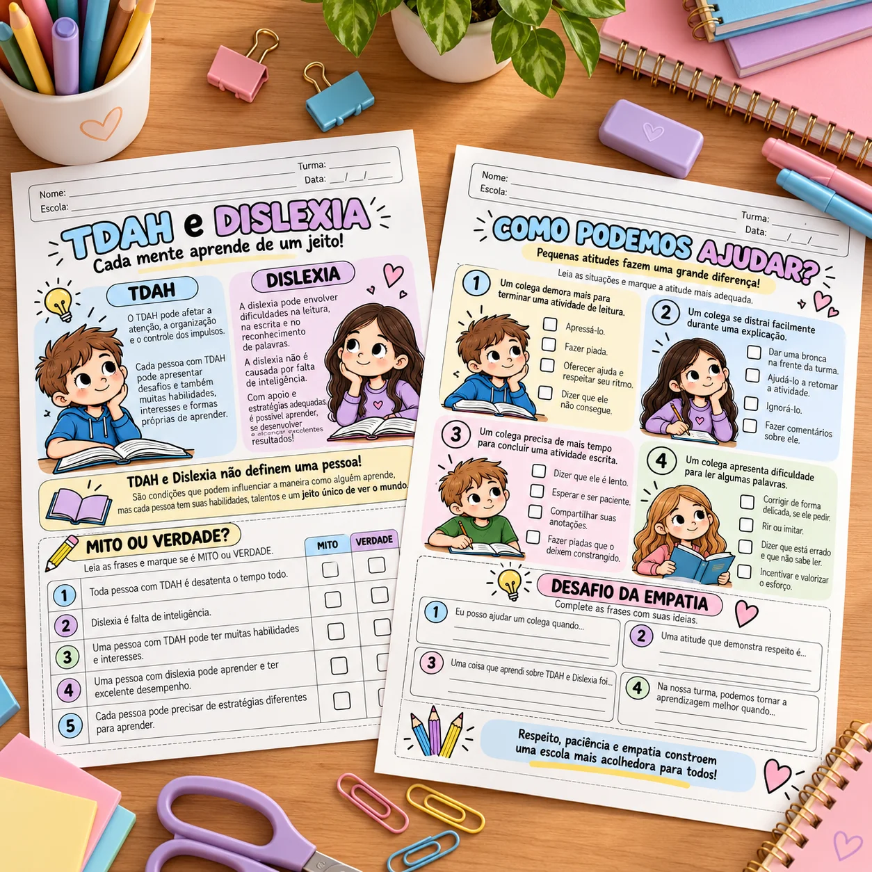 TDAH e Dislexia: Atividades de Conscientização e Inclusão — amostra 3: Objetivos pedagógicos