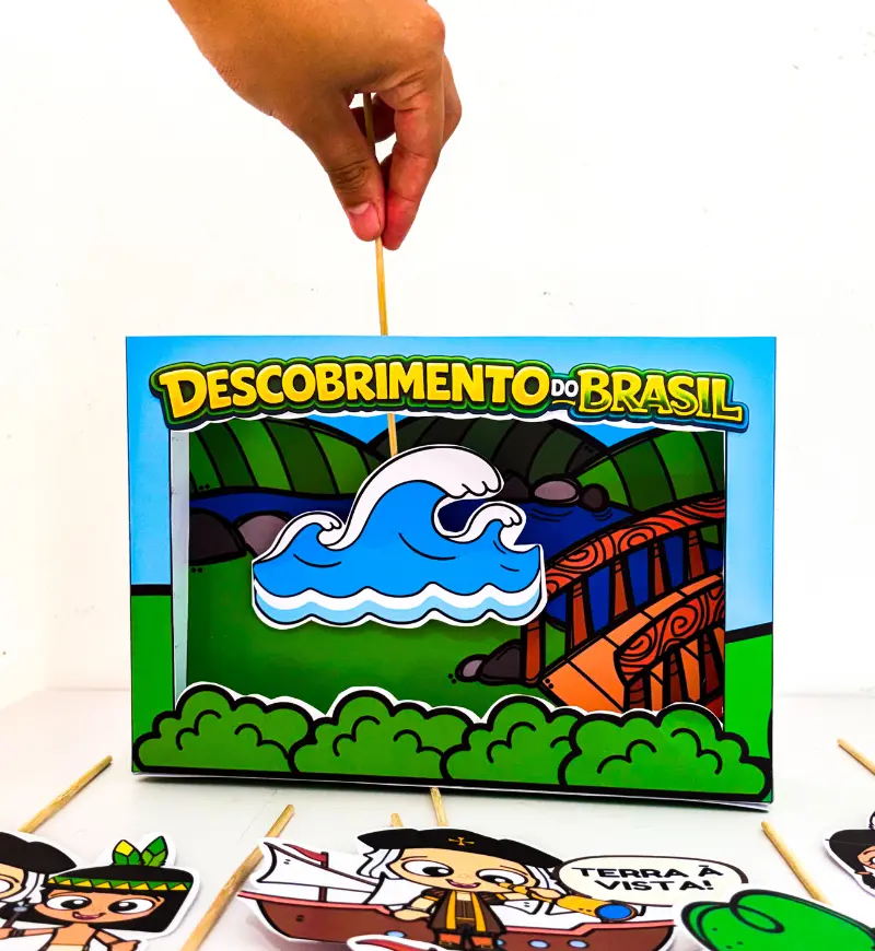 Teatrinho Descobrimento do Brasil: PDF com Palitoches — amostra 1: Teatrinho Descobrimento do Brasil para Educação Infantil