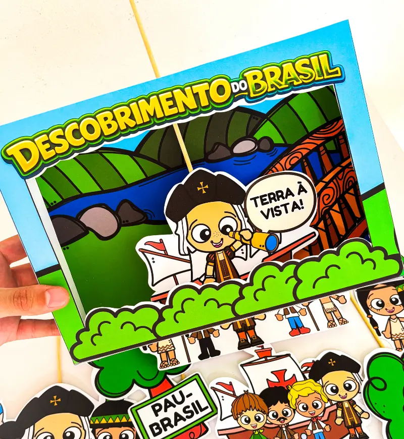 Teatrinho Descobrimento do Brasil: PDF com Palitoches — amostra 3: Como usar em sala de aula