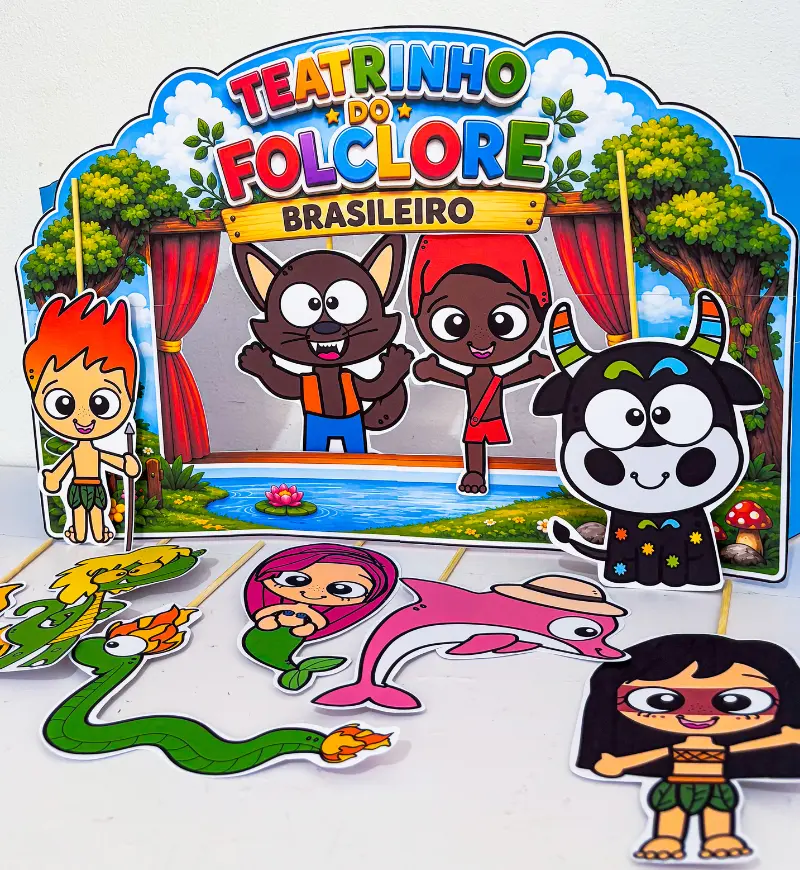 Teatrinho do Folclore em PDF para Educação Infantil — amostra 2: O que vem no material