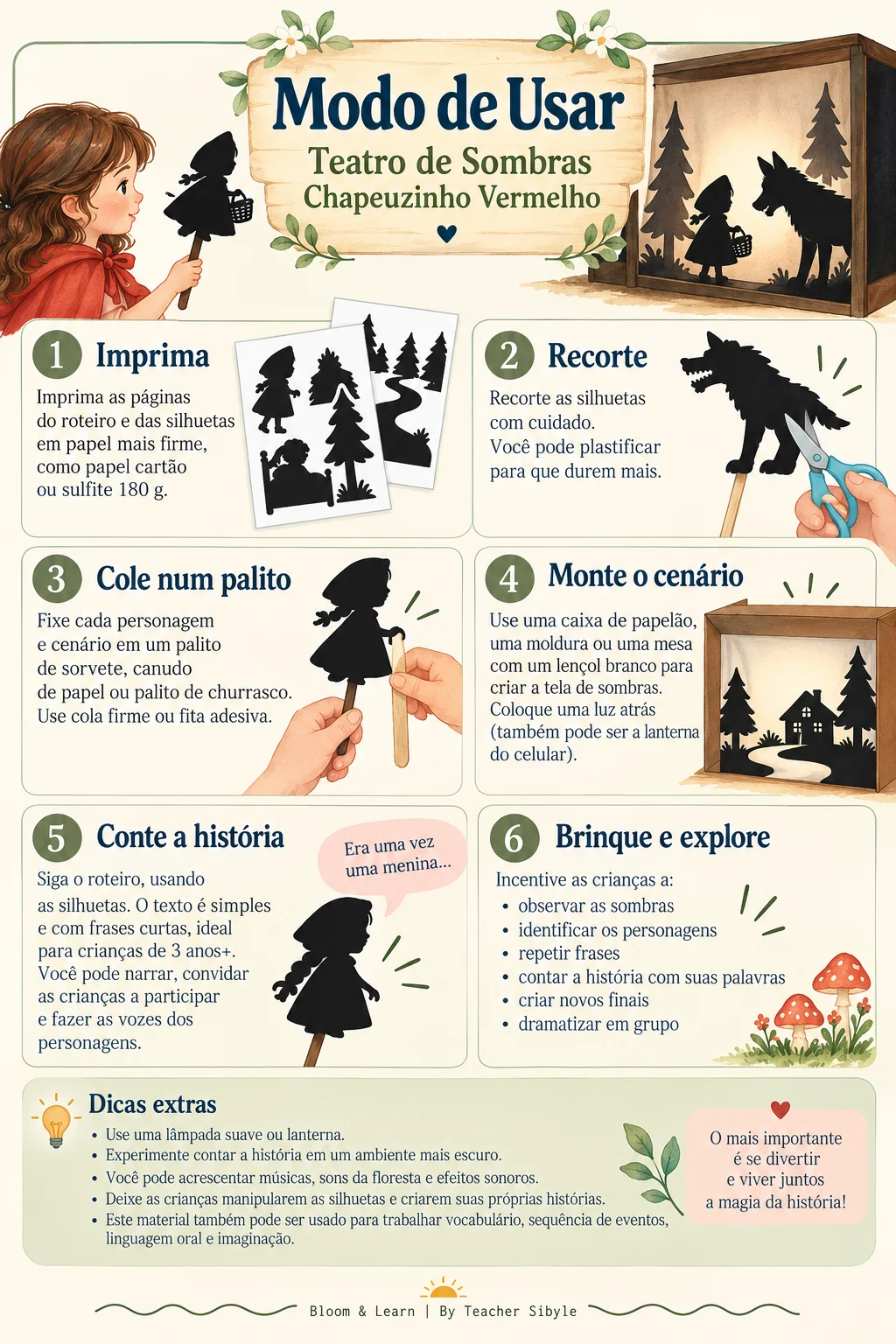 Teatro de Sombras: Chapeuzinho Vermelho Materiais e Roteiro em PT e EN — amostra 1: Teatro de Sombras – Coleção Contos…