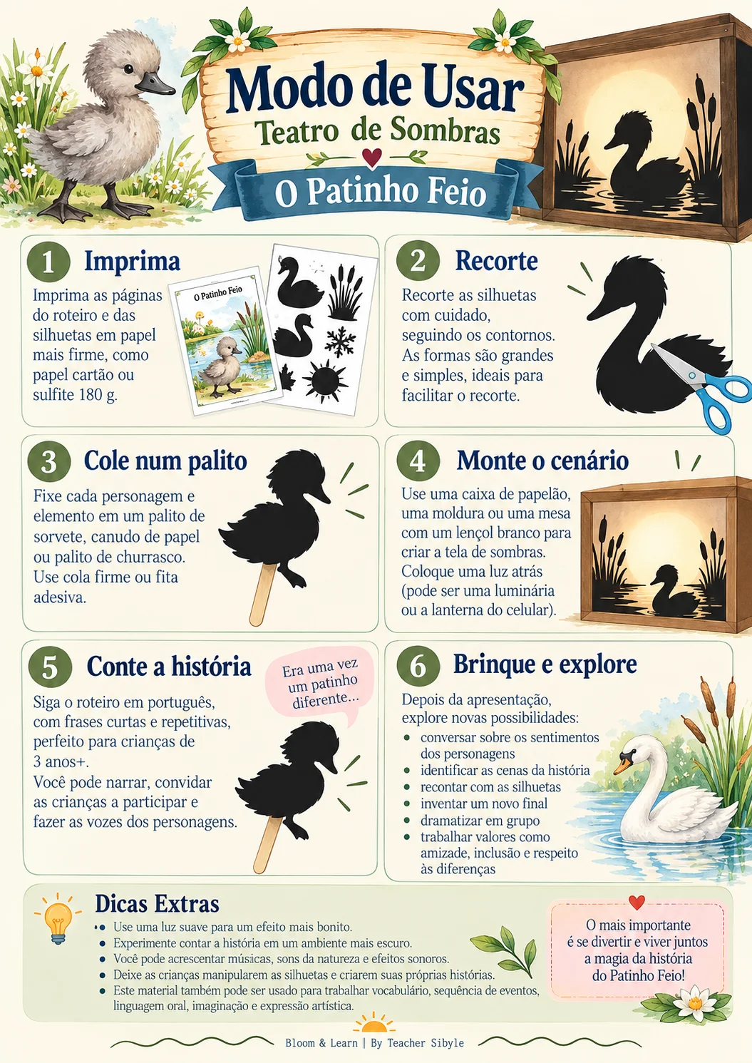 Teatro de Sombras - O Patinho Feio - Contos Clássicos PDF — amostra 2: Uma história sobre amizade, respeito às diferenças e…