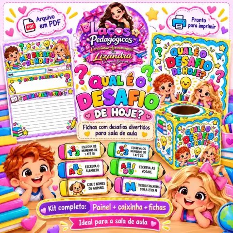 Terminei prof. E agora? Qual é o Desafio de Hoje? Kit de Fichas — capa do material