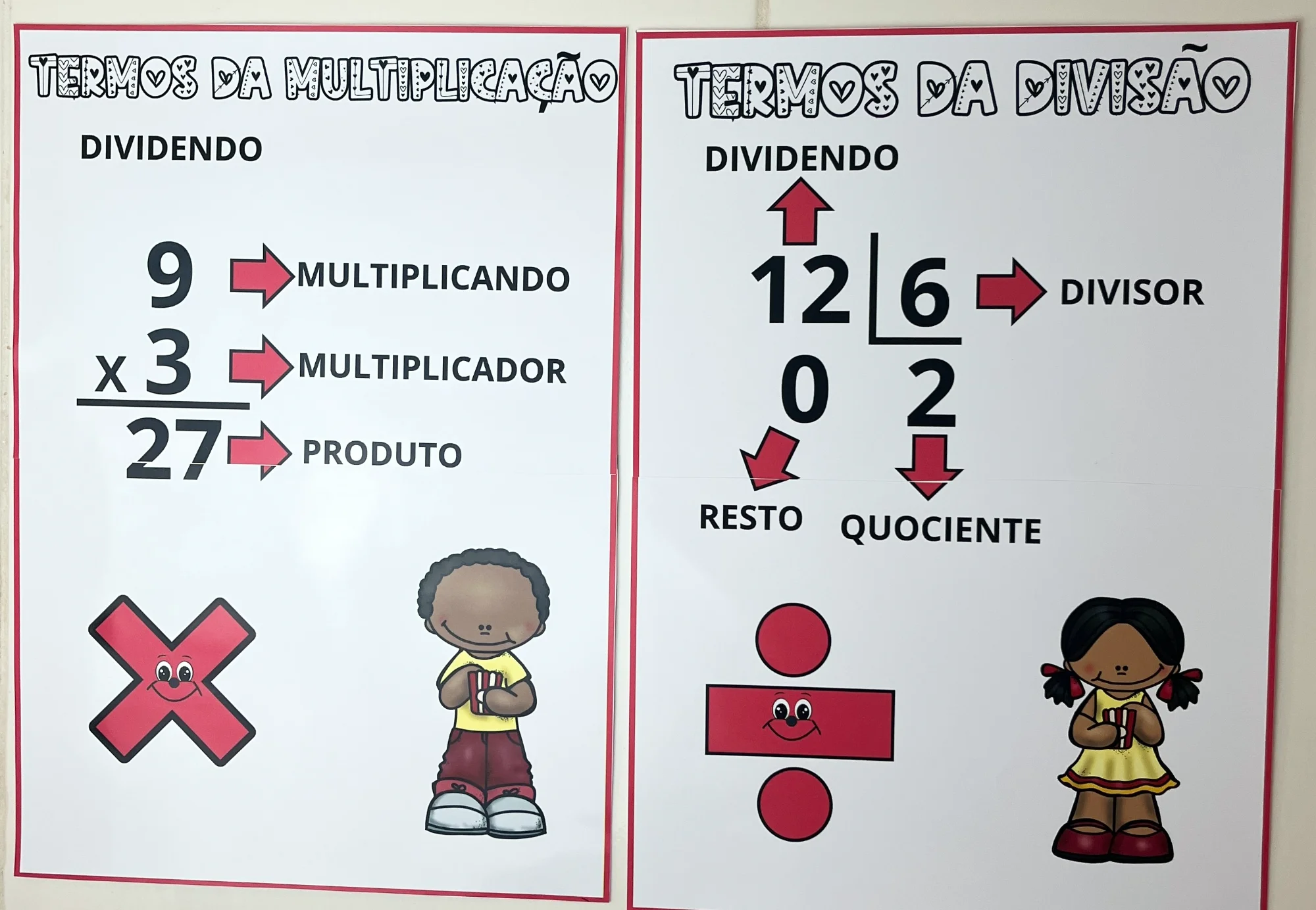 Termos da Multiplicação e Divisão – Cartazes Matemáticos — amostra 2: Material visual para ensinar os termos da…