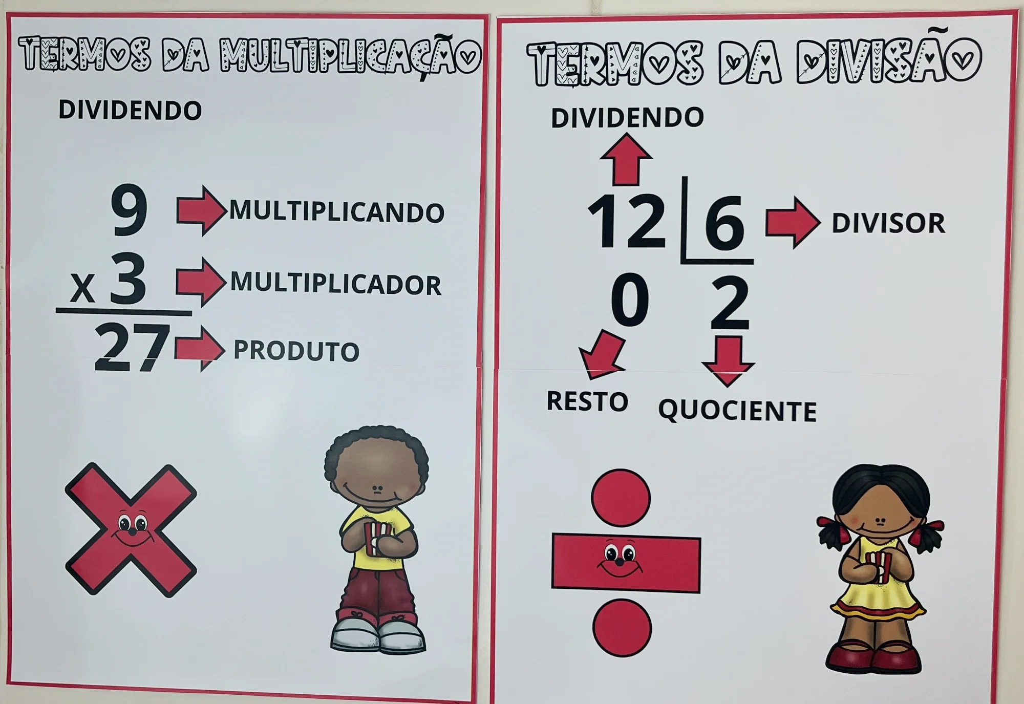 Termos da Multiplicação e Divisão – Cartazes Matemáticos — amostra 5: Material visual para ensinar os termos da…