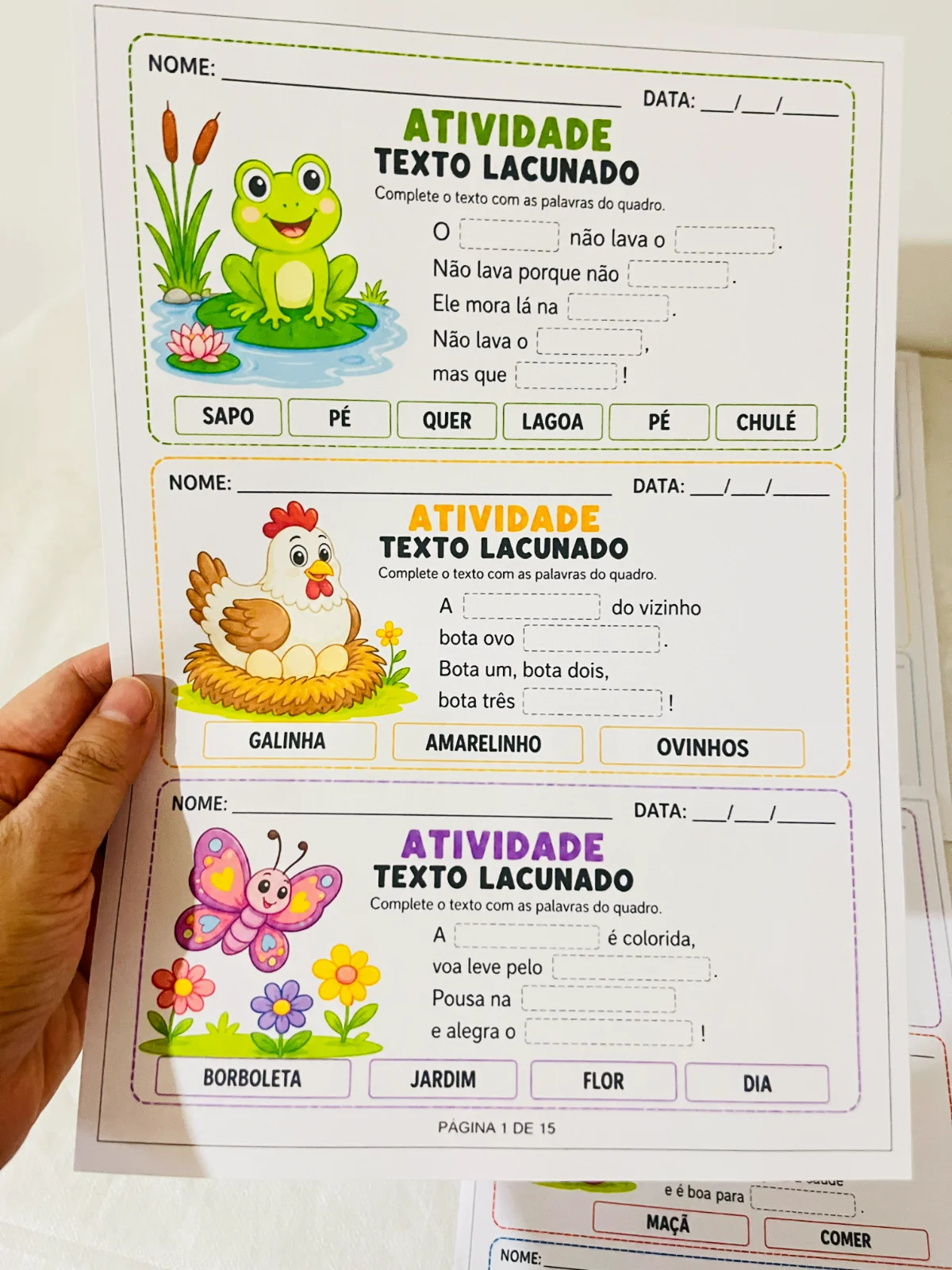 TEXTO LACUNADO – Atividades para Imprimir — capa do material