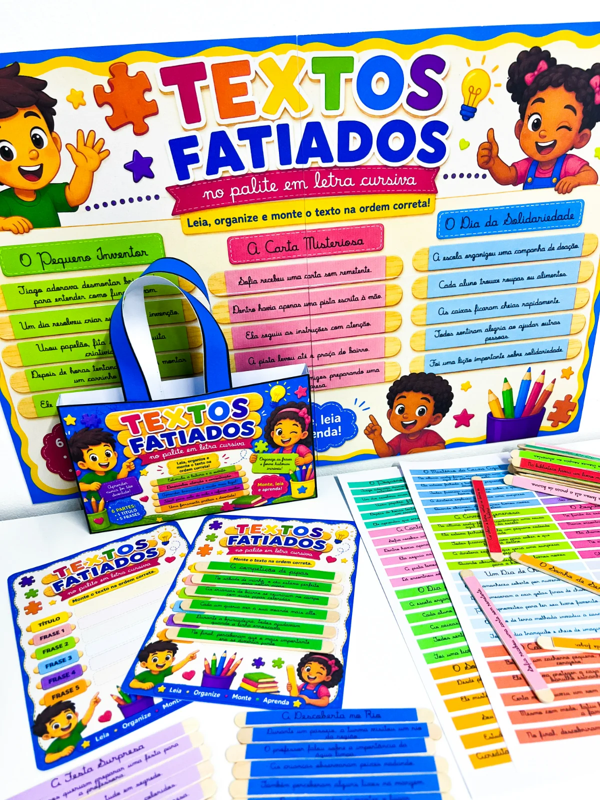 Textos Fatiados no Palito Letra Cursiva | Alfabetização — amostra 5: O Textos Fatiados no Palito – Letra Cursiva é um…