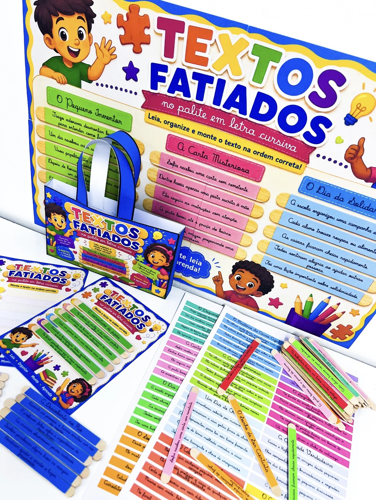 Textos Fatiados em Letra Cursiva – Atividade de Leitura, Interpretação e Sequência de Frases | PDF para Imprimir — amostra…