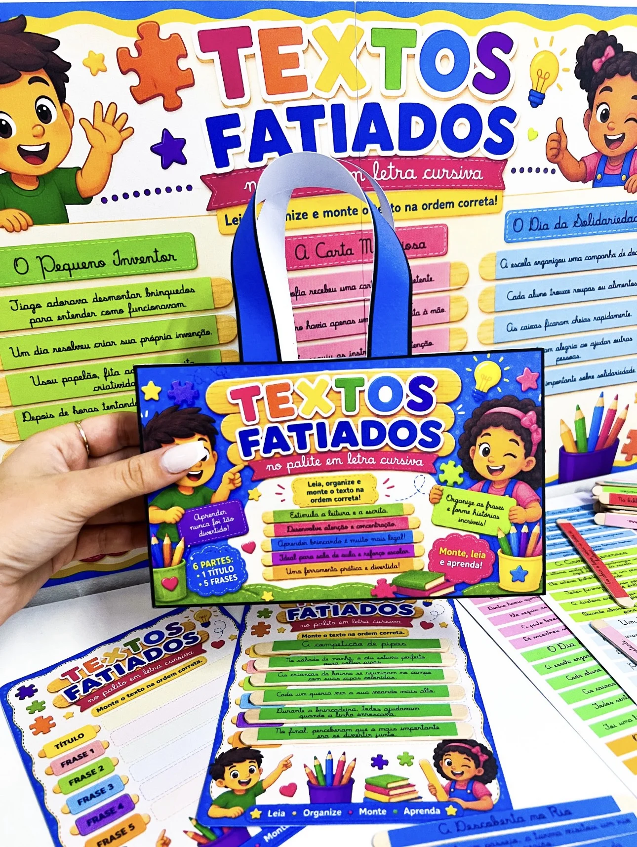 Textos Fatiados em Letra Cursiva – Atividade de Leitura, Interpretação e Sequência de Frases | PDF para Imprimir — amostra…
