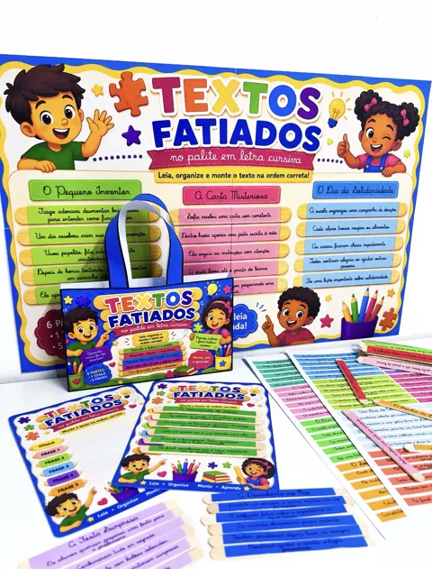 Textos Fatiados em Letra Cursiva – Atividade de Leitura, Interpretação e Sequência de Frases | PDF para Imprimir — capa do material