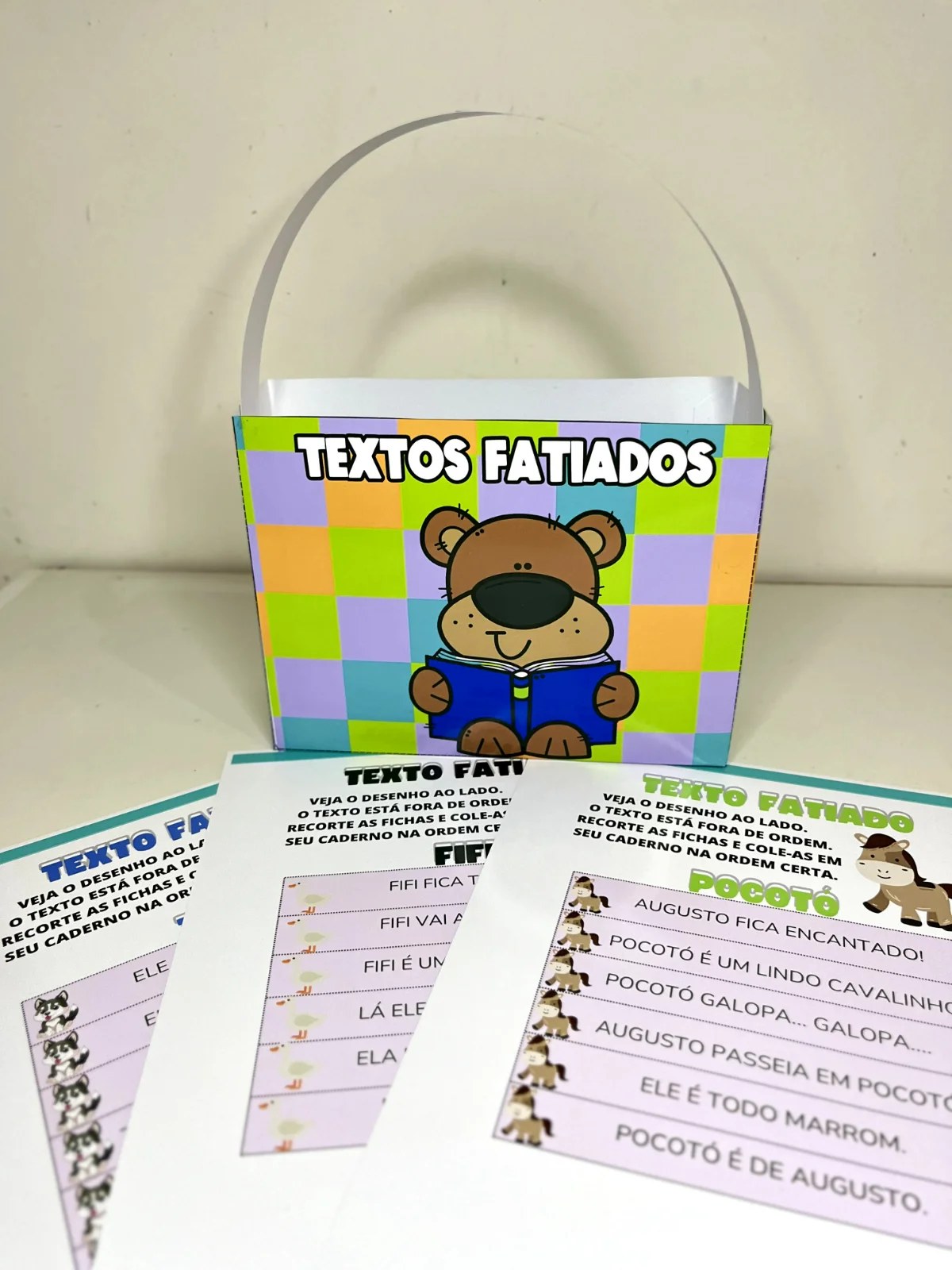 Textos Fatiados para Alfabetização e Formação de Frases — amostra 3: 10 atividades de textos fatiados para recortar,…