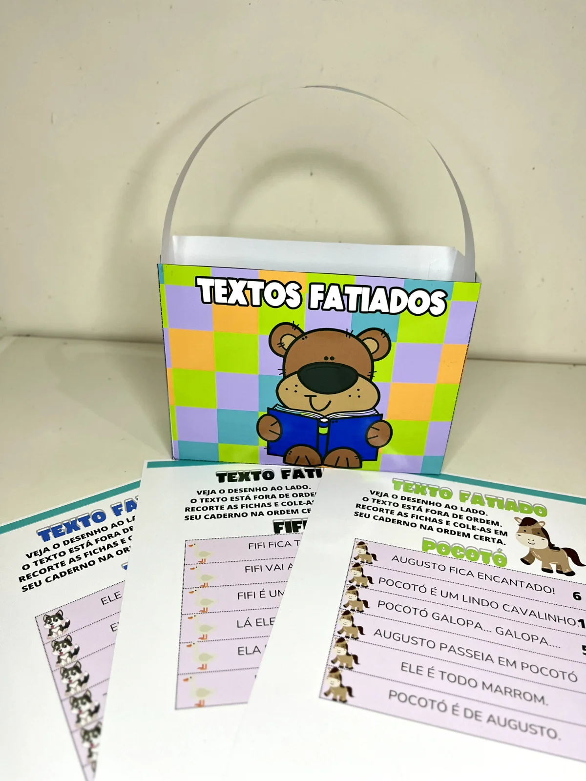 Textos Fatiados para Alfabetização e Formação de Frases — amostra 4: 10 atividades de textos fatiados para recortar,…
