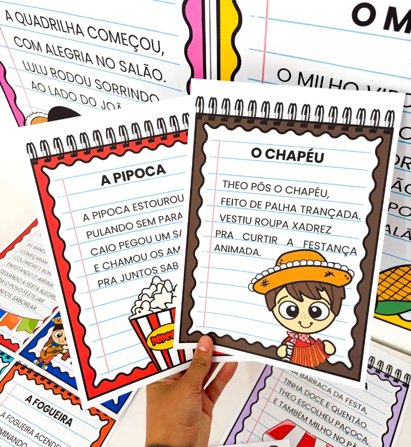 Textos Juninos para Alfabetização: Cartazes de Leitura — amostra 1: Textos juninos para alfabetização com leitura e rimas