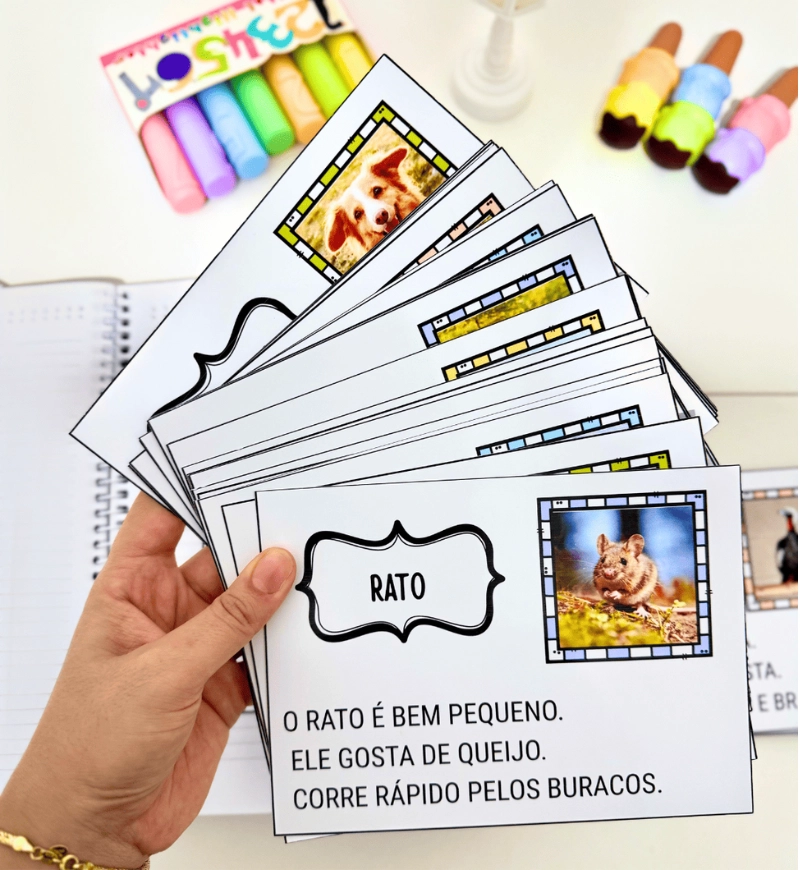 Textos para treino de leitura: combo com 100 recursos em PDF — amostra 5: Apoie a fluência leitora com 50 textos ilustrados…