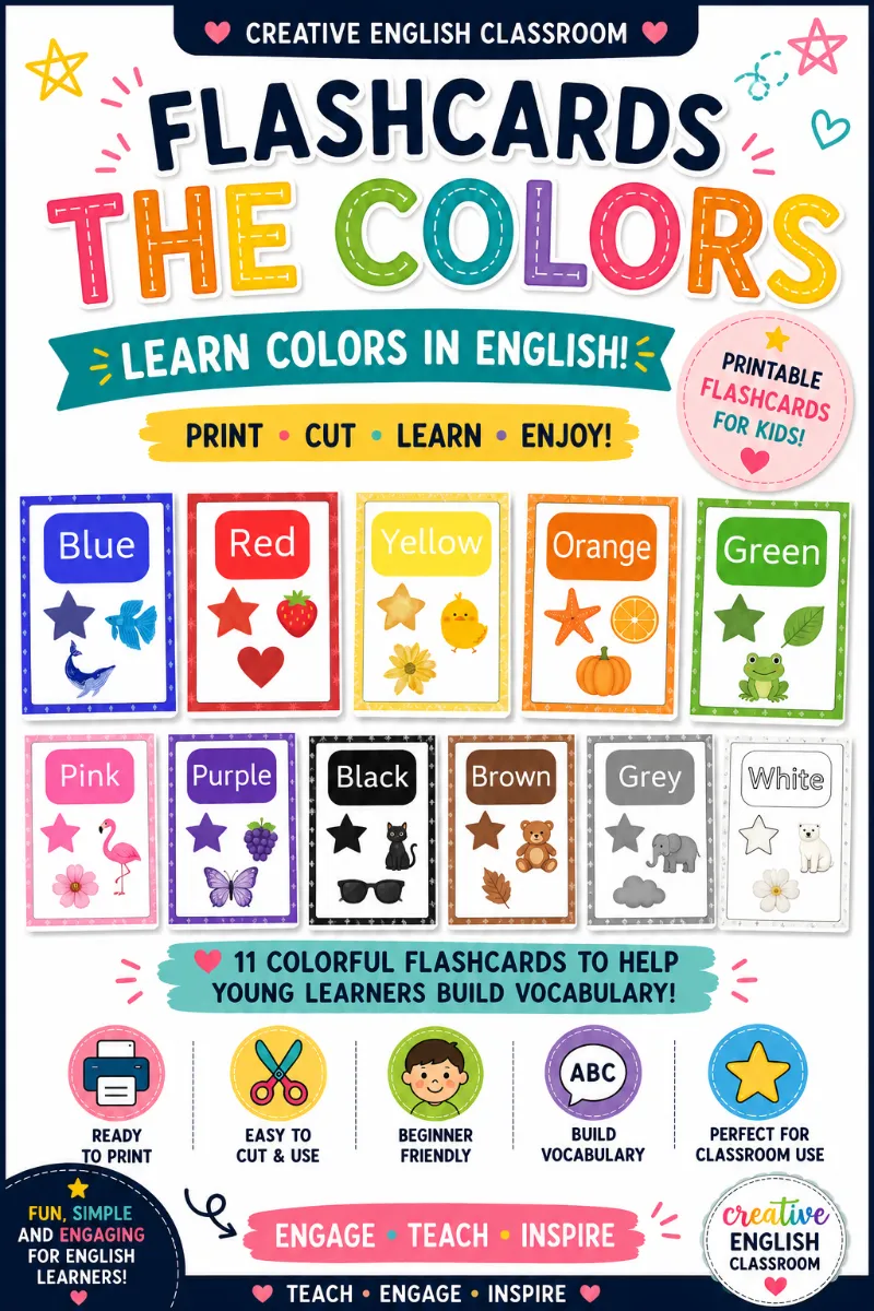 The Colors Flashcards As cores em Inglês Ensino Infantil — Atividades para Educação Infantil: Flashcards coloridos e…
