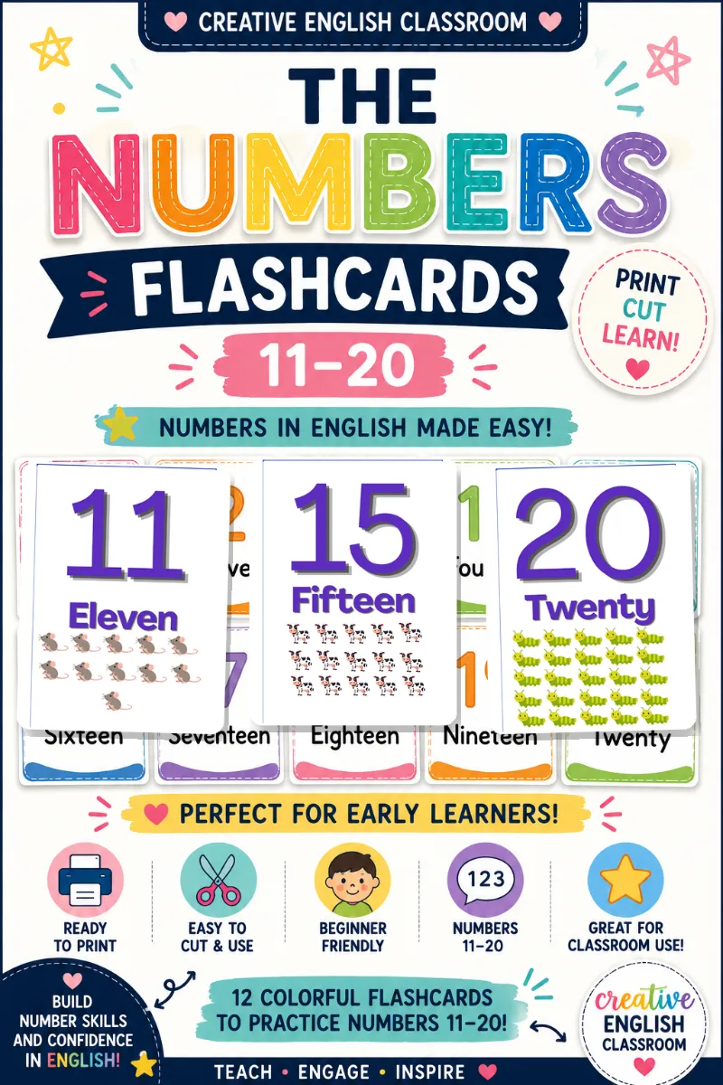 The Numbers 11-20 Números em Inglês Jogos Ensino Infantil — Atividades para Educação Infantil: Flashcards divertidos dos…