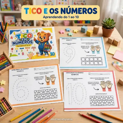 Tico e os Números do 1 ao 10 - Matemática Educação Infantil — capa do material