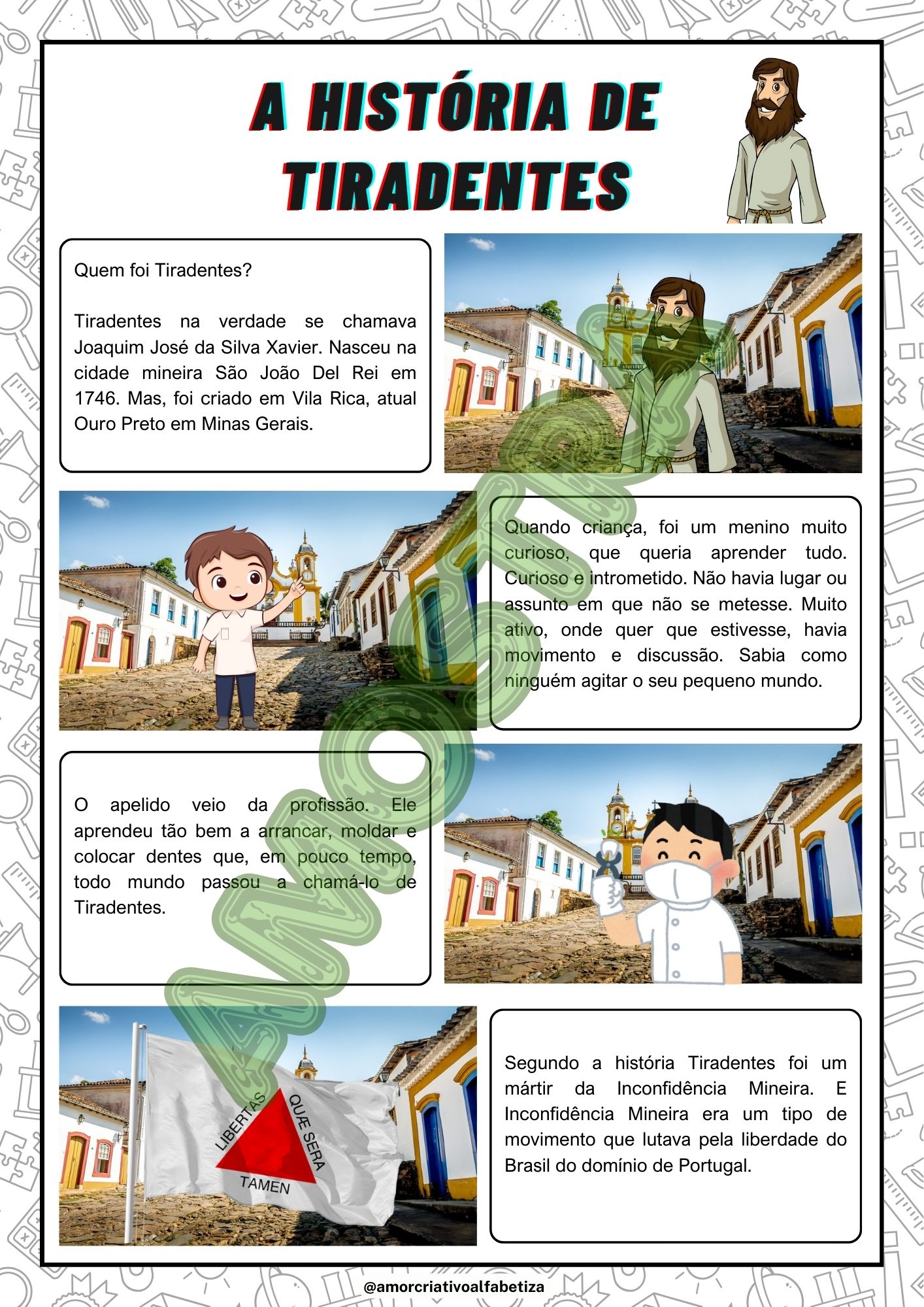 Tiradentes – Atividade de história para imprimir (3º ao 5º ano) | Anos Iniciais — amostra 1: 📙 Tiradentes – Atividade de…