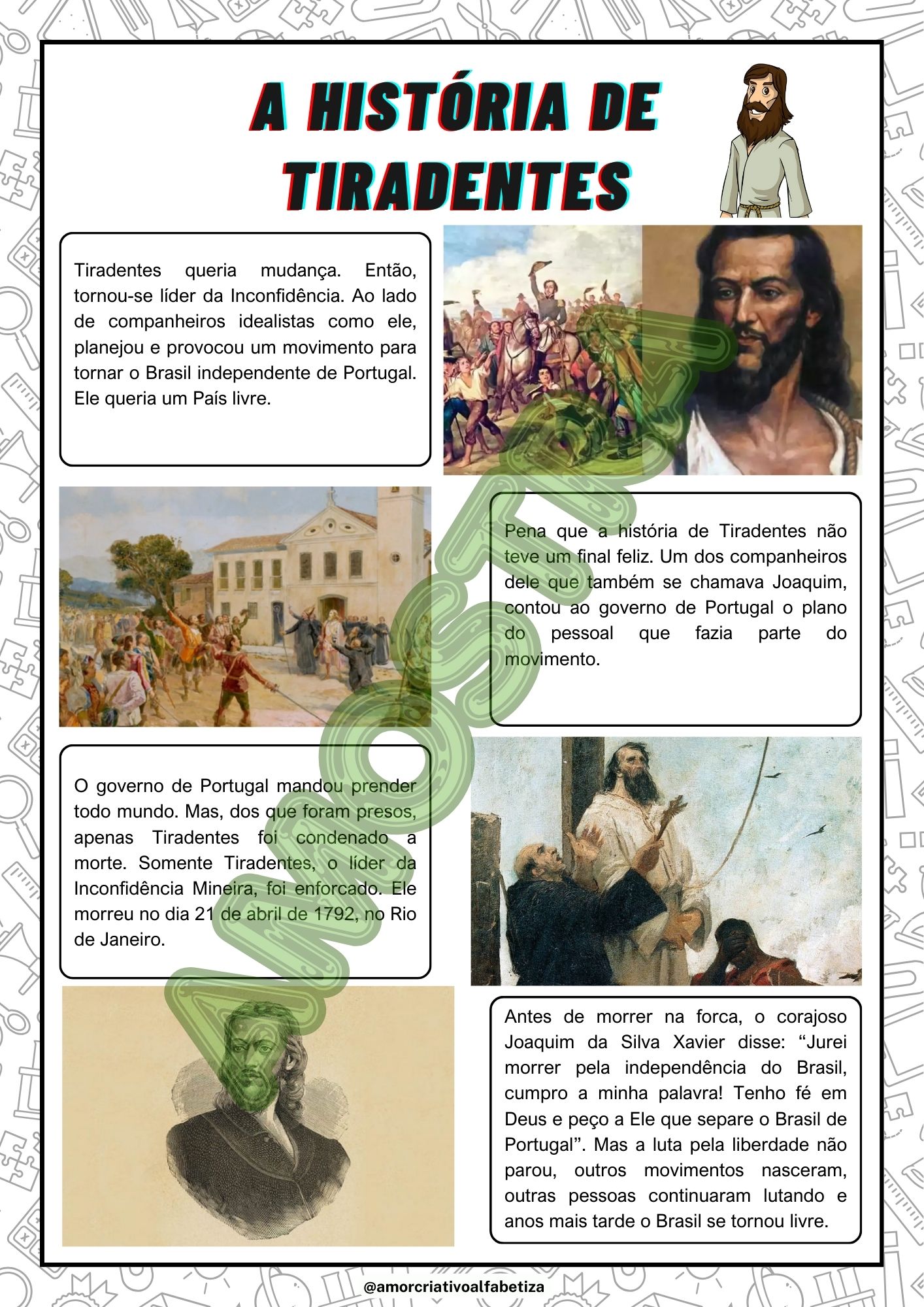Tiradentes – Atividade de história para imprimir (3º ao 5º ano) | Anos Iniciais — amostra 2: Tiradentes – Atividade de…