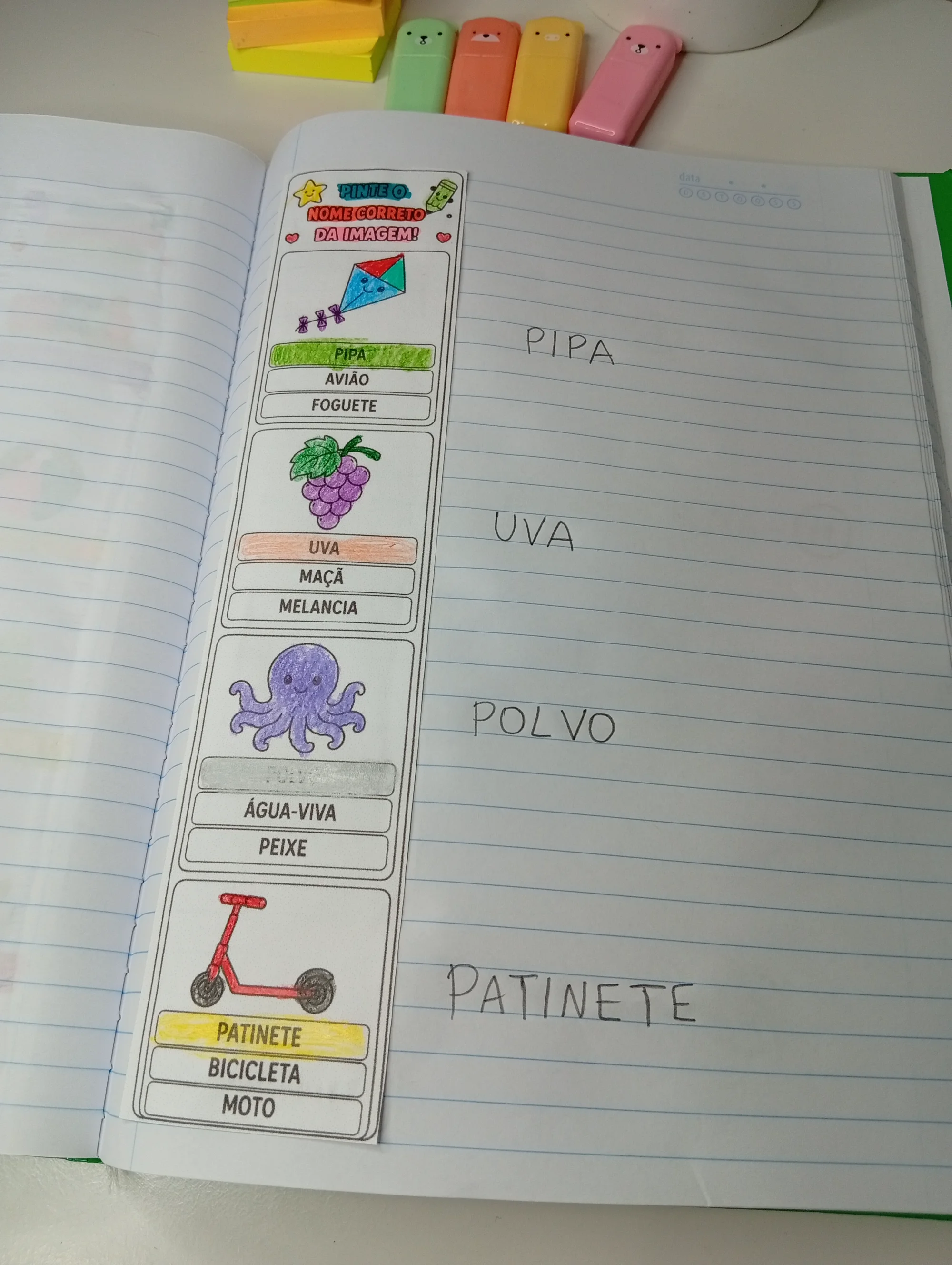 TIRAS PINTE O NOME CORRETO DA IMAGEM- ATIVIDADE DE ALFABETIZAÇÃO — amostra 4: Pinte o Nome Correto da Imagem – atividade de…