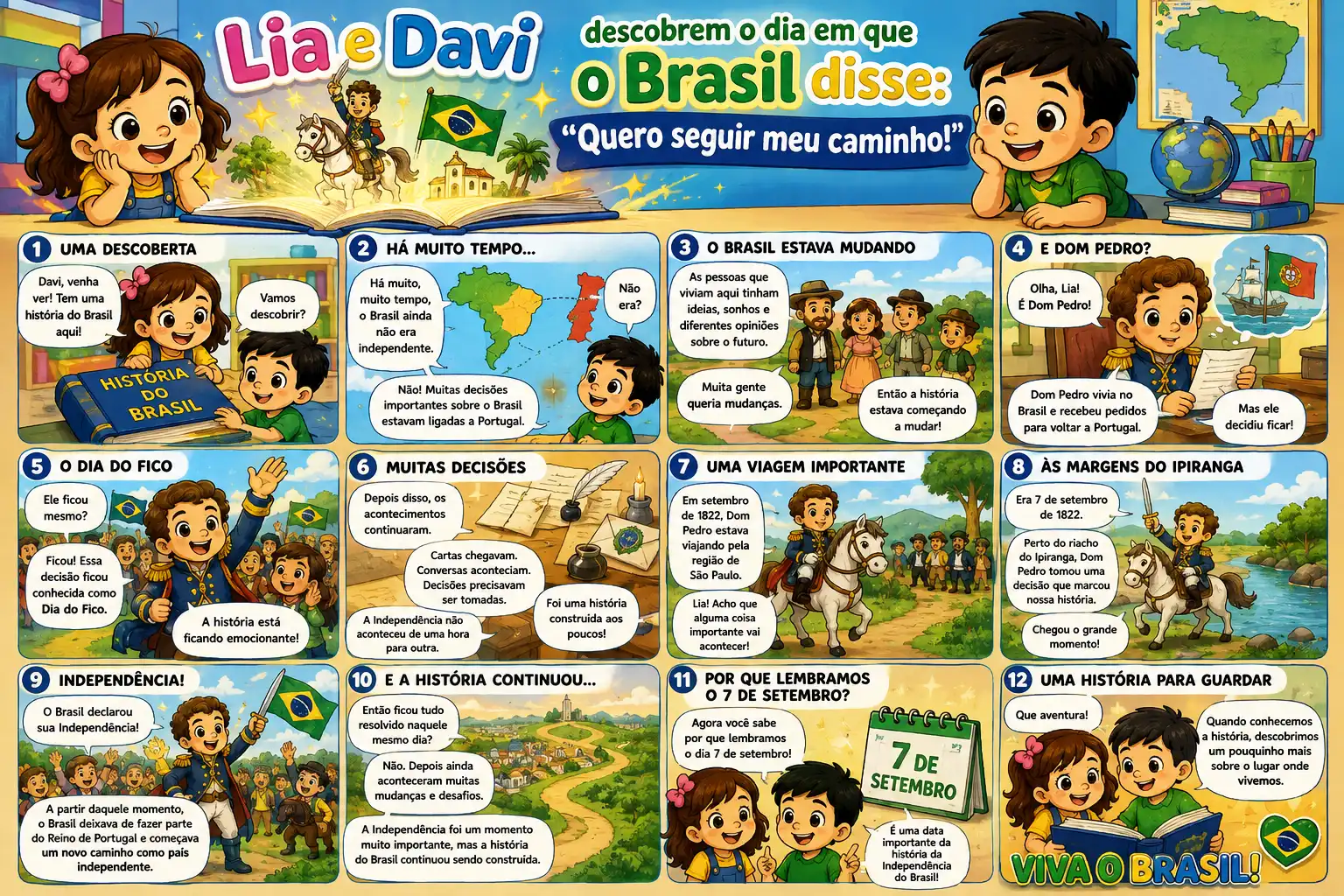 🇧🇷📖 TIRINHA DA CONTAÇÃO DE HISTÓRIA SOBRE A INDEPENDÊNCIA📖🇧🇷 — amostra 4: Que tal apresentar a Independência do…