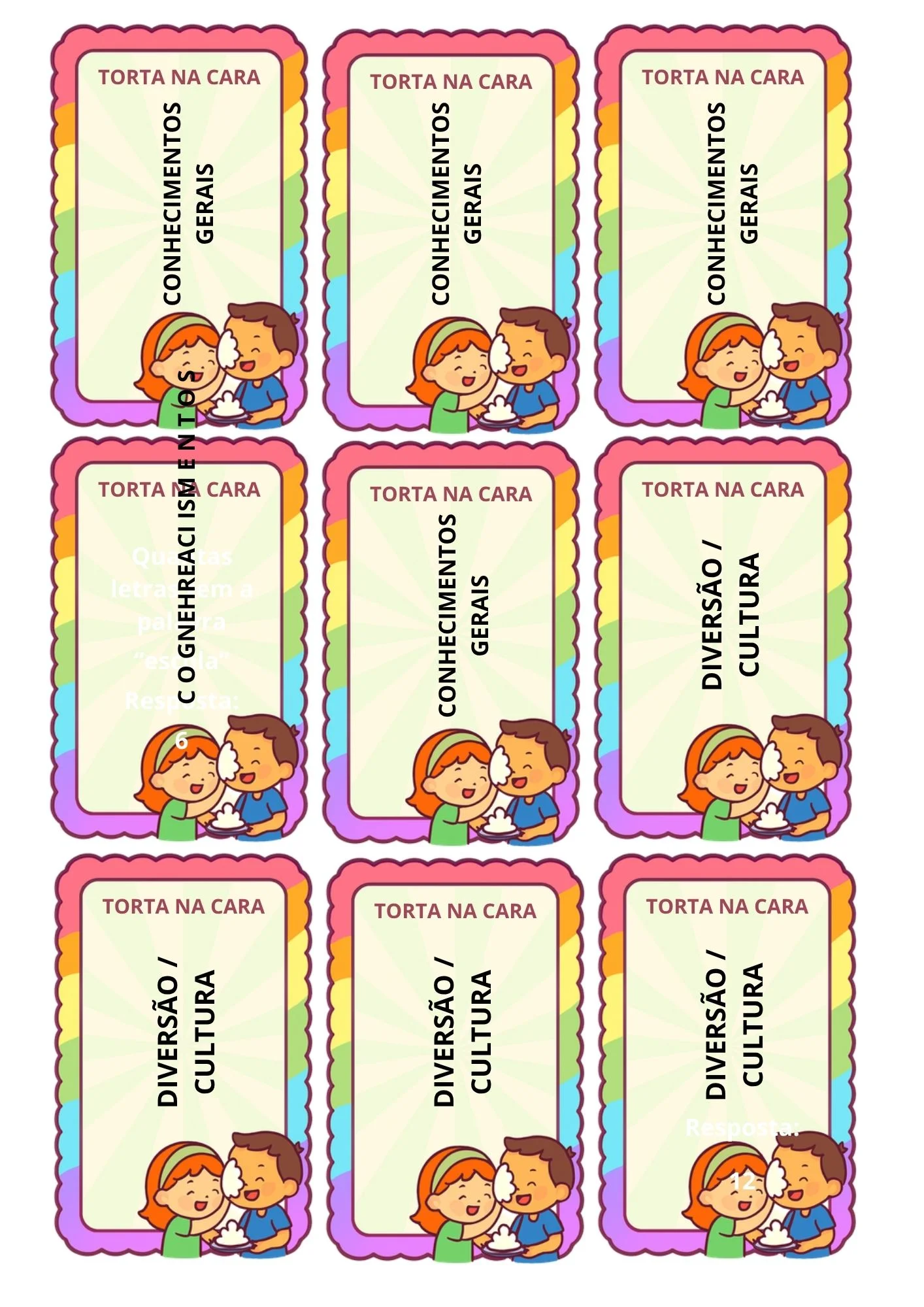 Torta na Cara: Jogo Educativo de Perguntas e Respostas Divertidas — amostra 3: Jogo pedagógico Torta na Cara