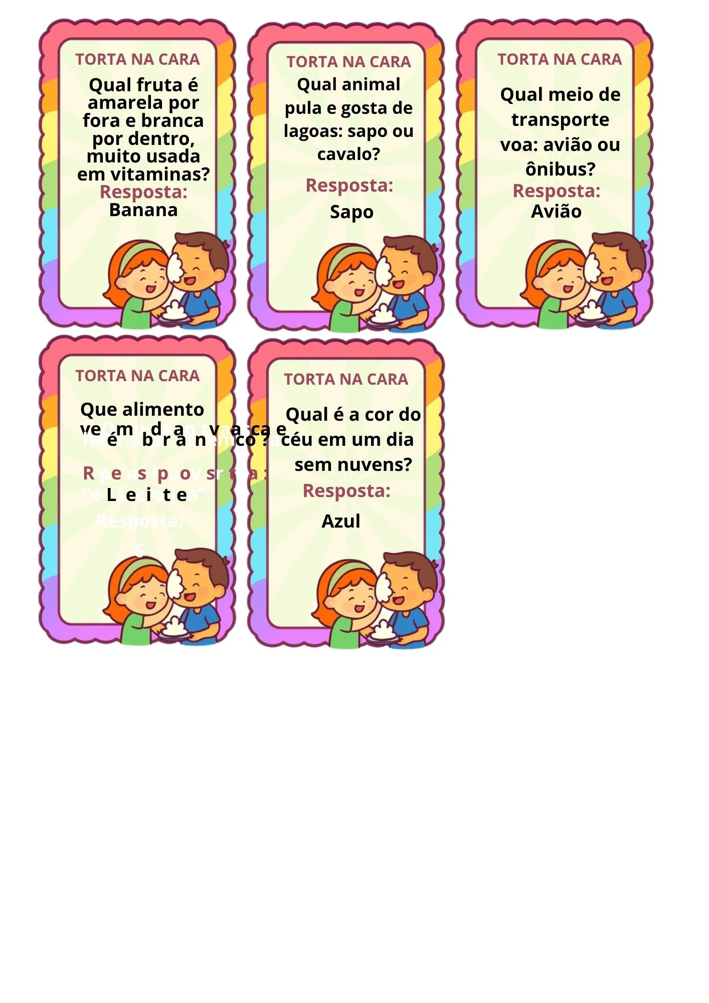 Torta na Cara: Jogo Educativo de Perguntas e Respostas Divertidas — amostra 4: Jogo pedagógico Torta na Cara